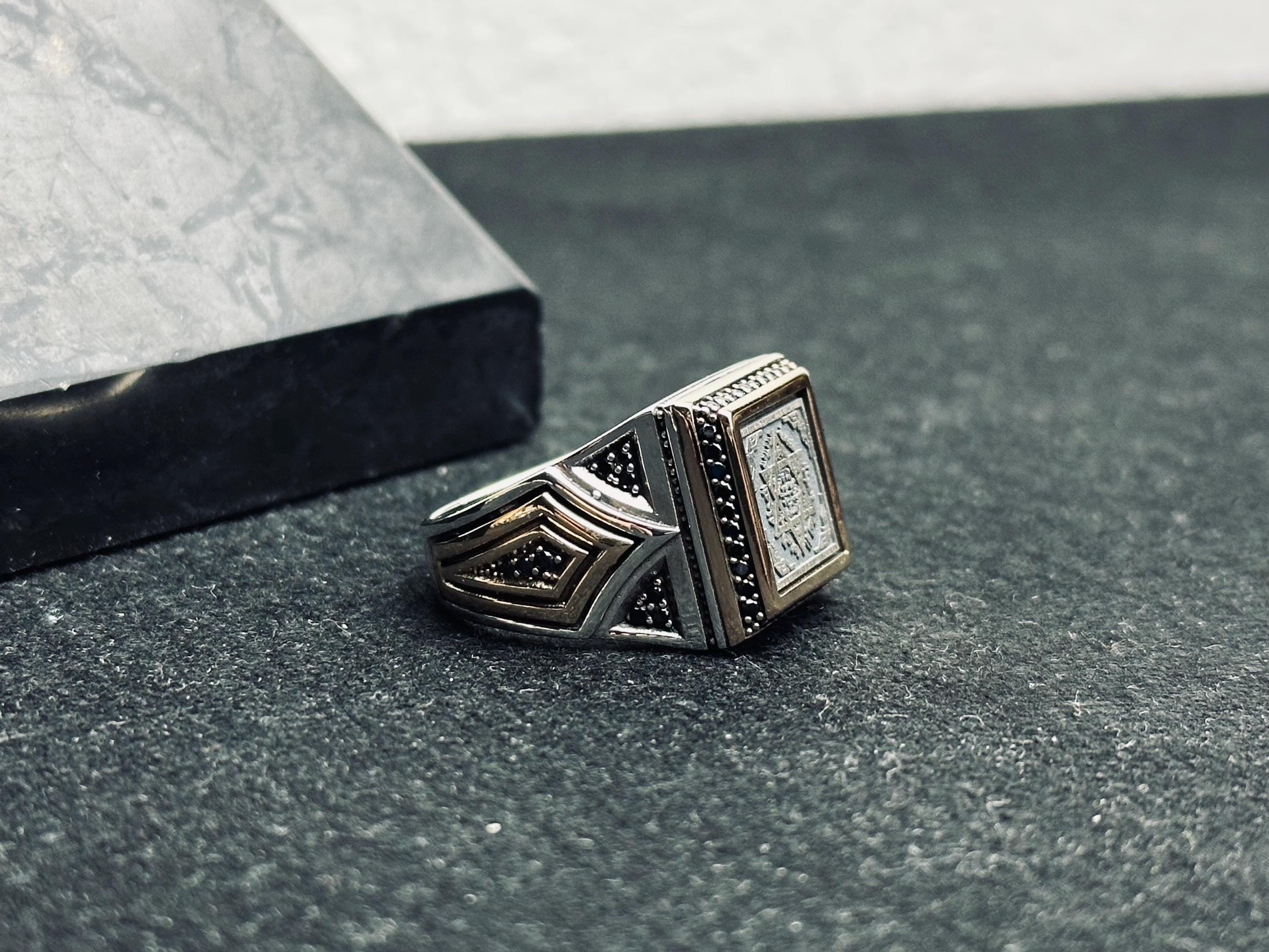 Minimal Square Seal of Solomon Ring: Handmade Sterling Silver