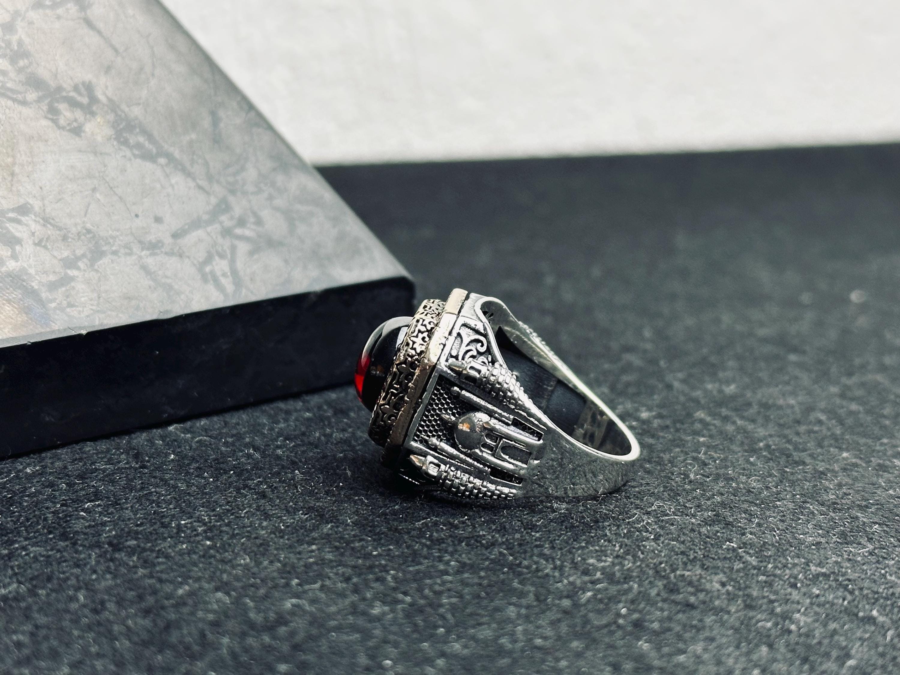 Ruby Signet Ring: Ottoman Style Sterling Silver (Men’s Jewelry)