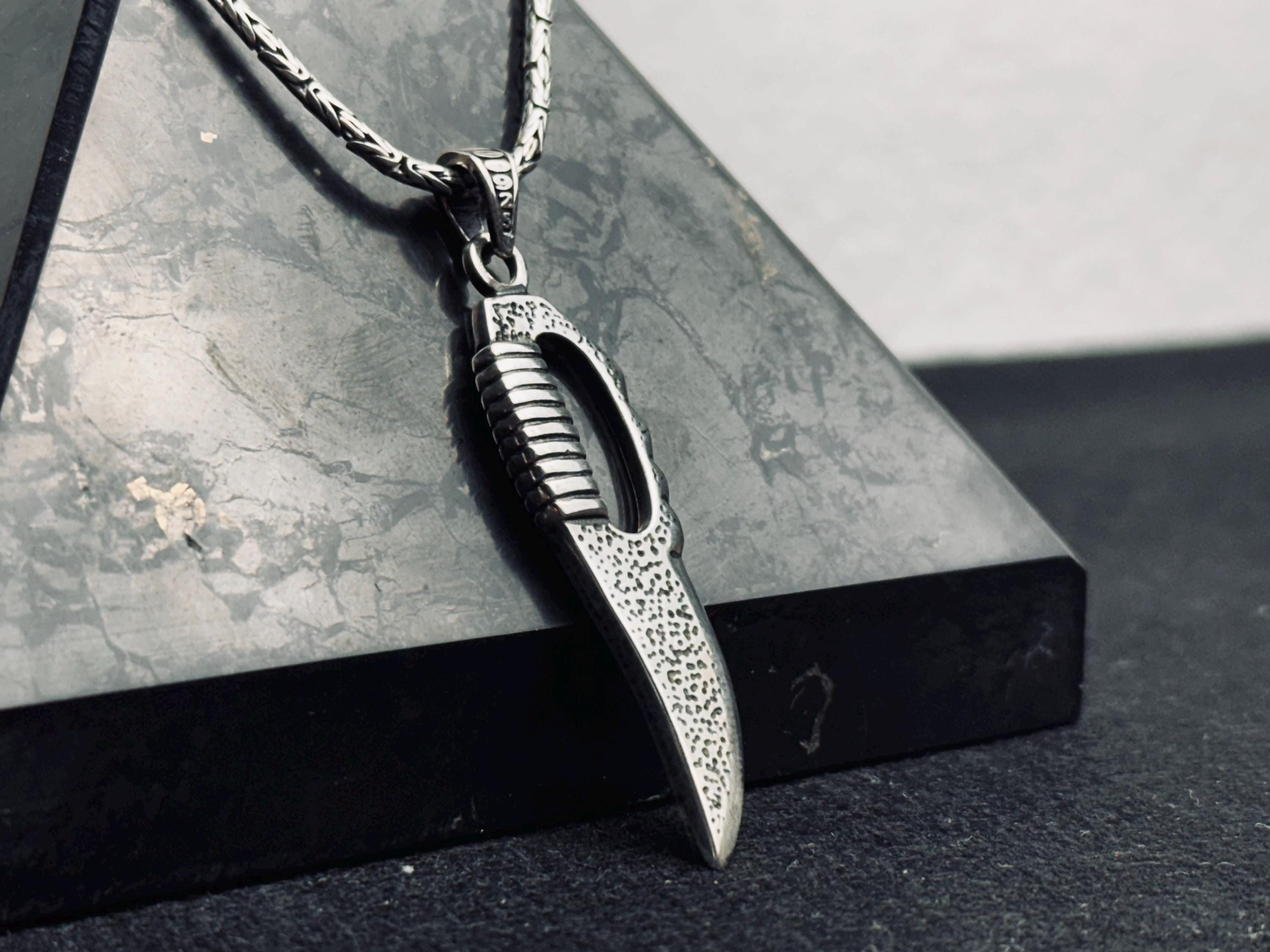 Knife Necklace: Silver Dagger Pendant - Inspired by Elden Ring