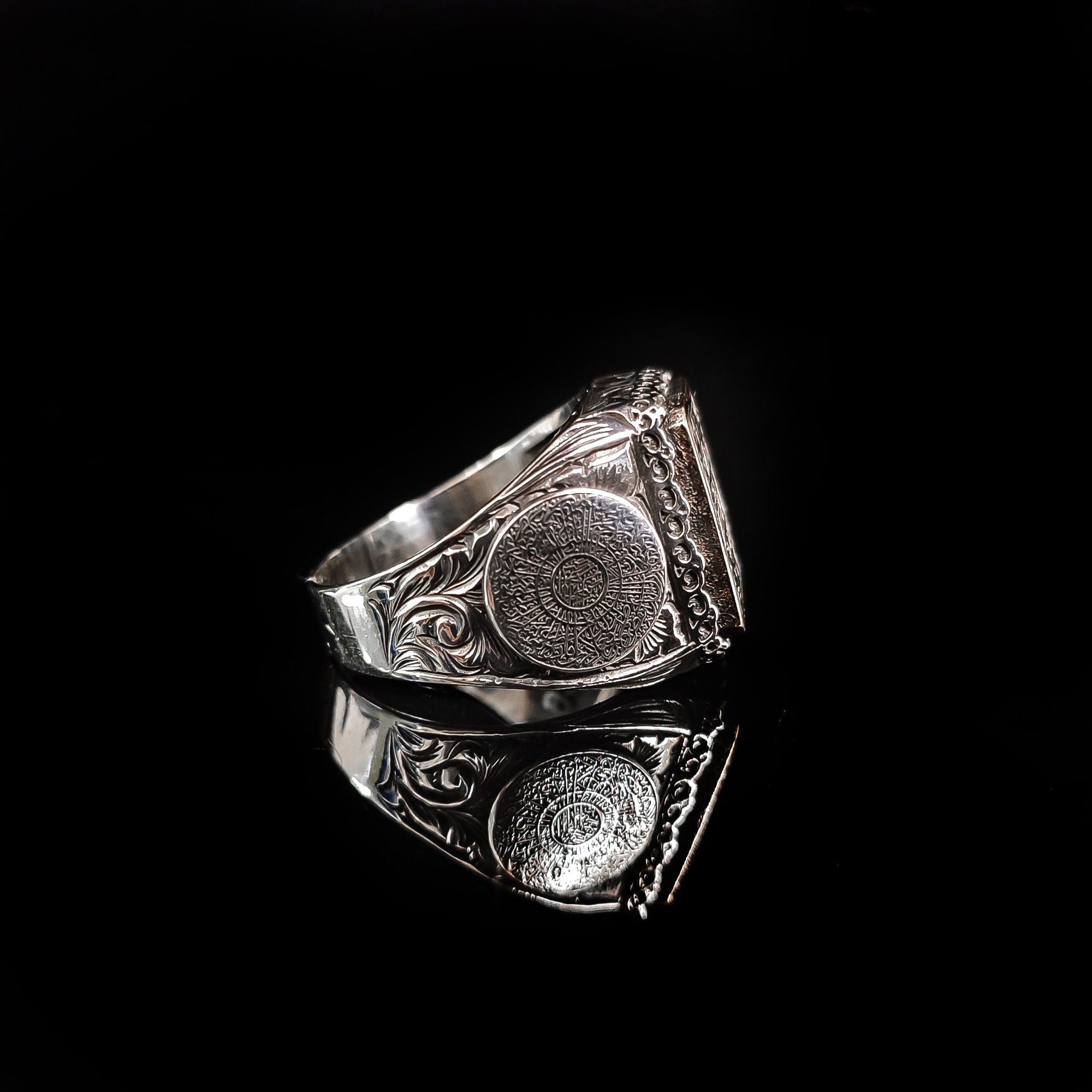 Islamic Sterling Silver Ring, Seal of Solomon Design (Men's Size)