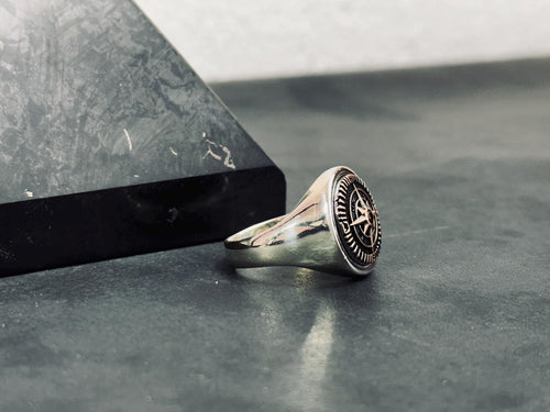 Compass Sterling Silver Ring - Handmade Adventure Jewelry