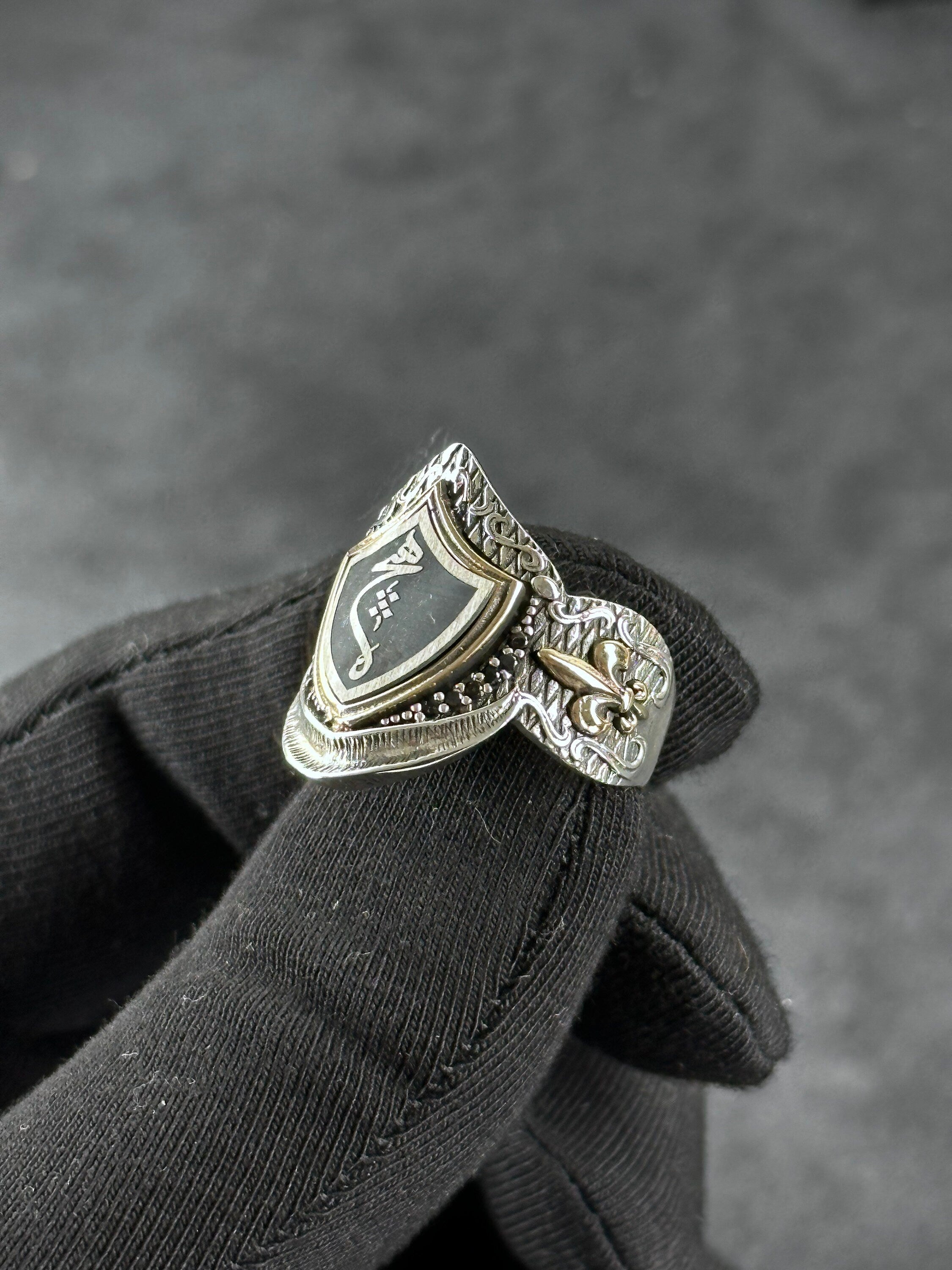 Sterling Silver Shield Ring - Handmade Minimalist Thumb Band