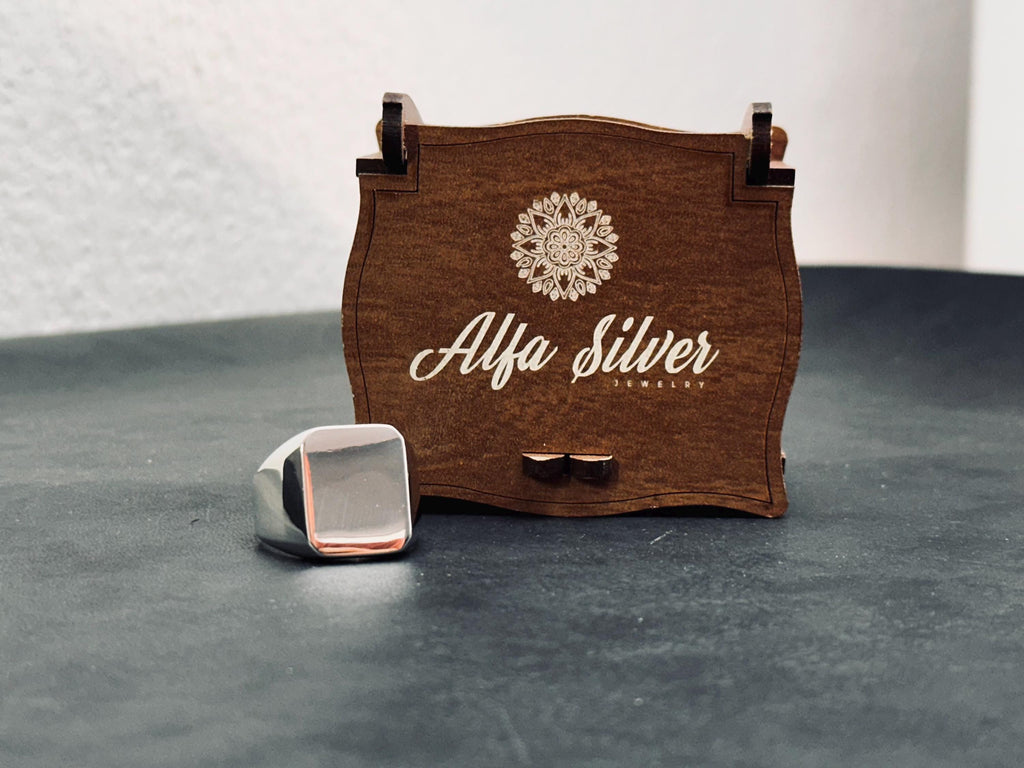 Sterling Silver Square Ring - Elegant Everyday Band
