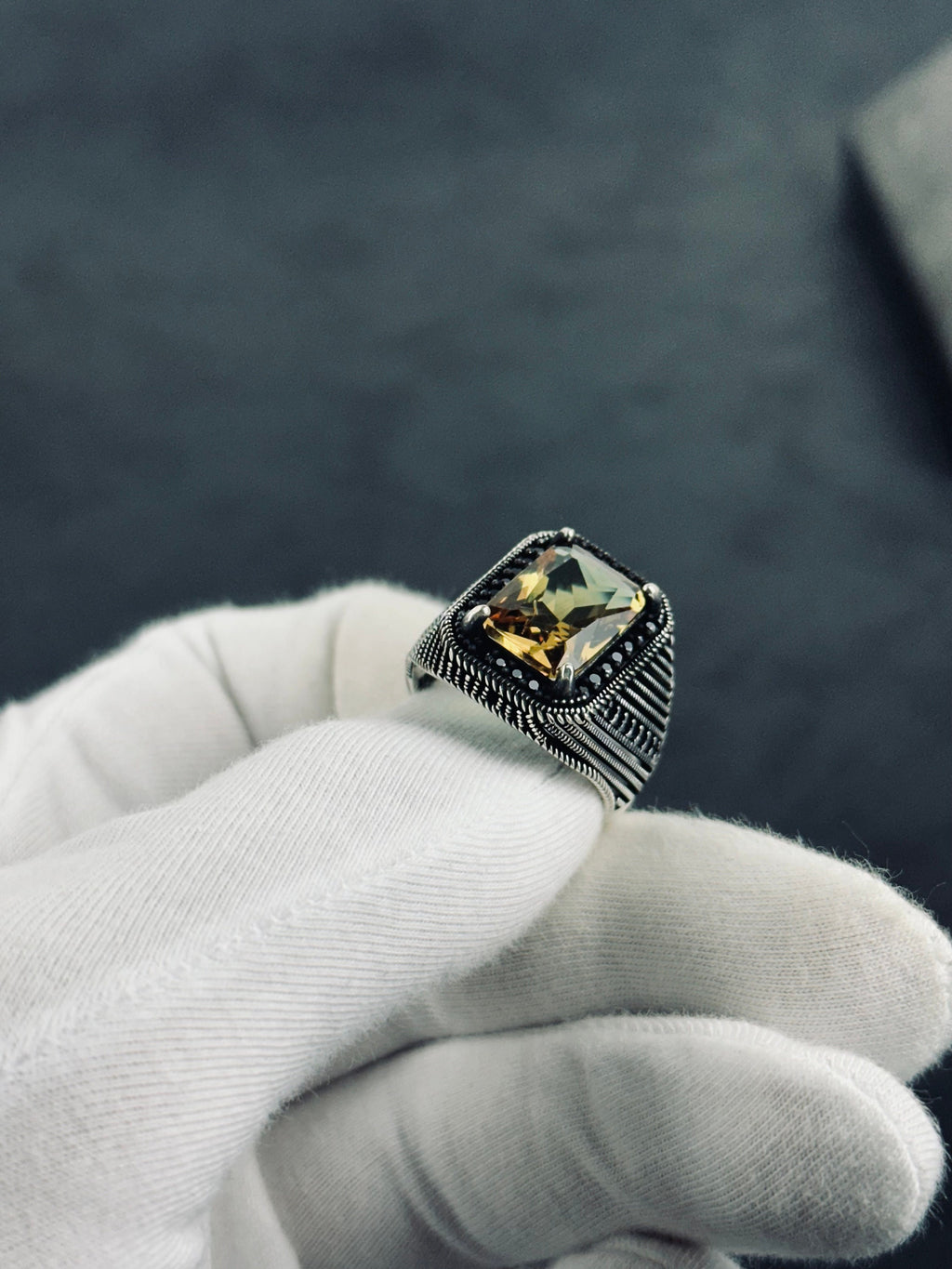Sultanite Gemstone Ring: Color Changing Rectangular Cut Silver