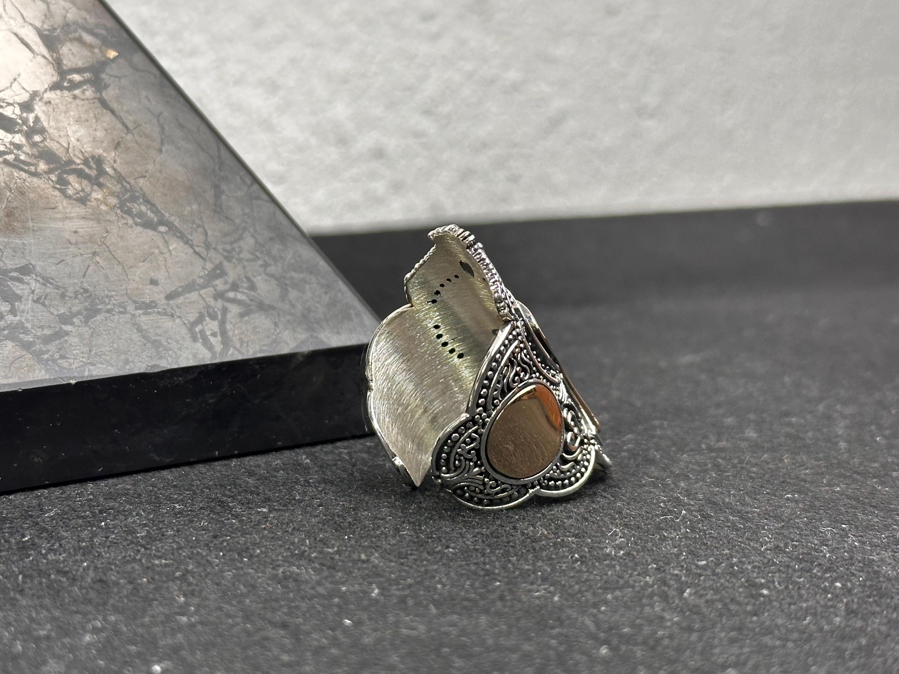 Sterling Silver Sultan Ring, Handmade Turkish Thumb Band (Men's Size)