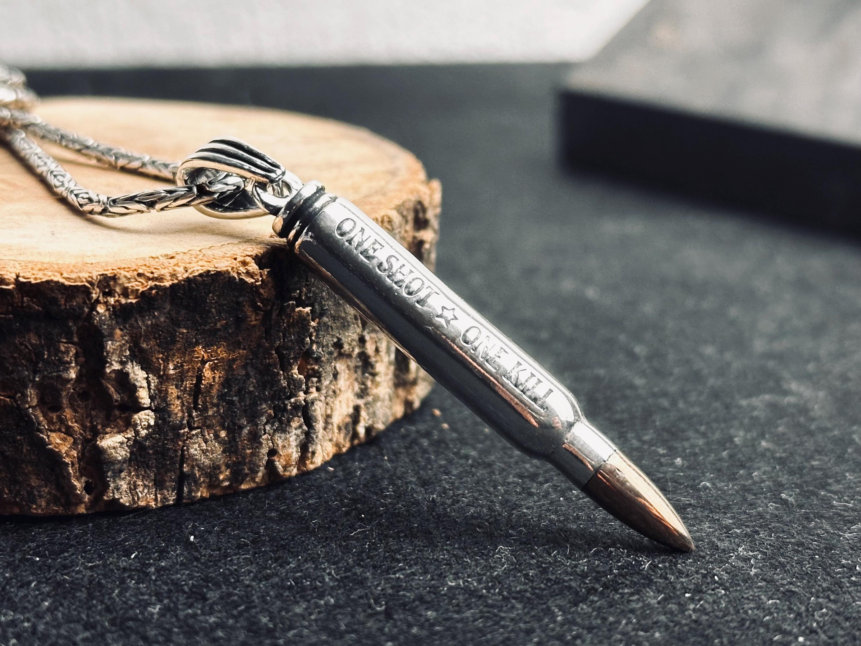 Silver Bullet Necklace Pendant Set - Stylish Handmade Jewelry
