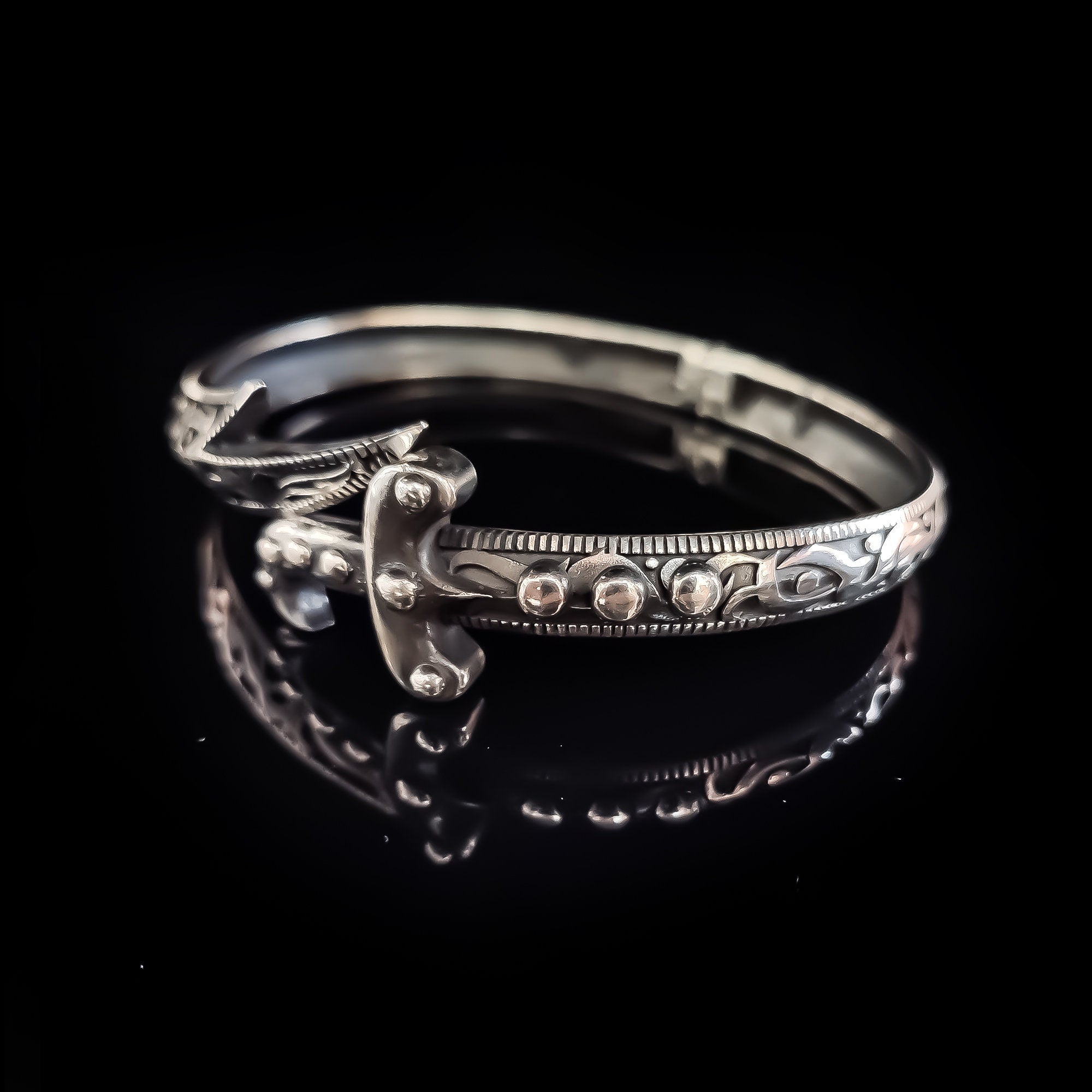 Sword Bracelet: Sterling Silver Handmade - Warrior Cuff Design