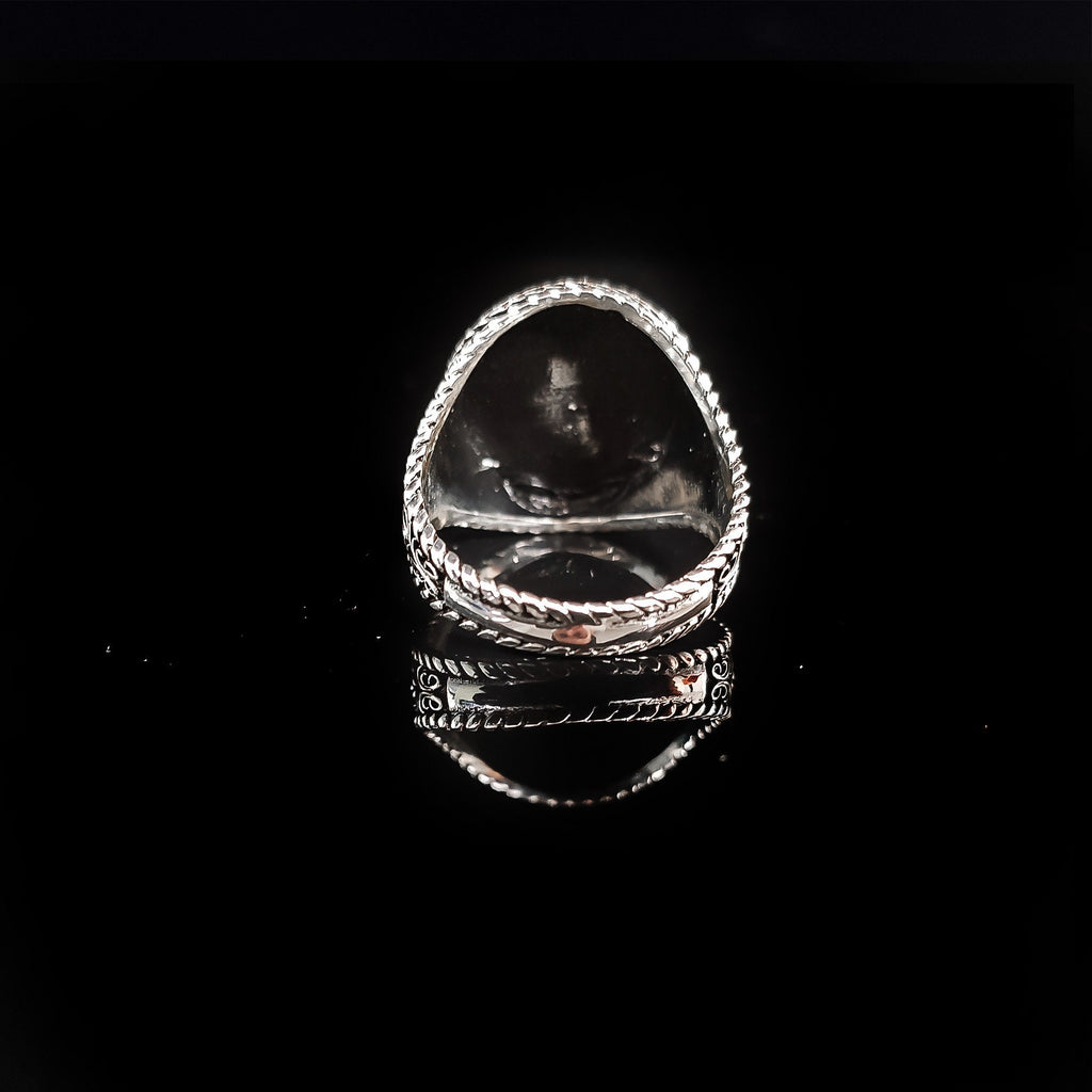Embroidered Sword Moon Star Ring: Handmade 925 Sterling Silver