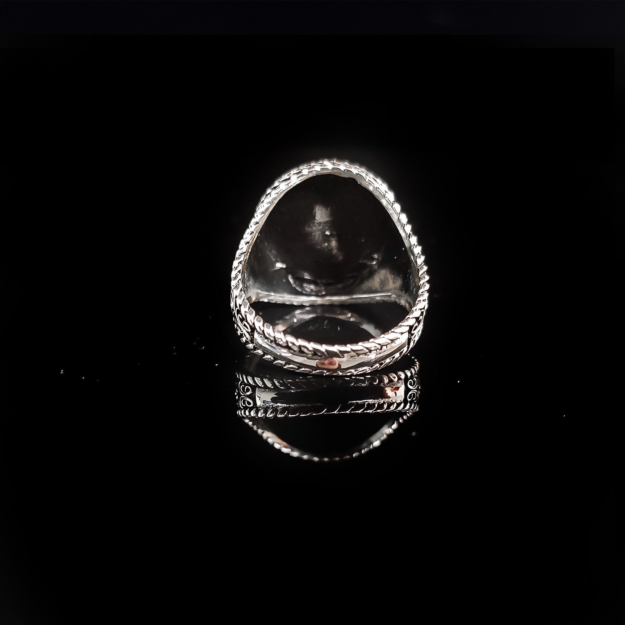 Embroidered Sword Moon Star Ring: Handmade 925 Sterling Silver