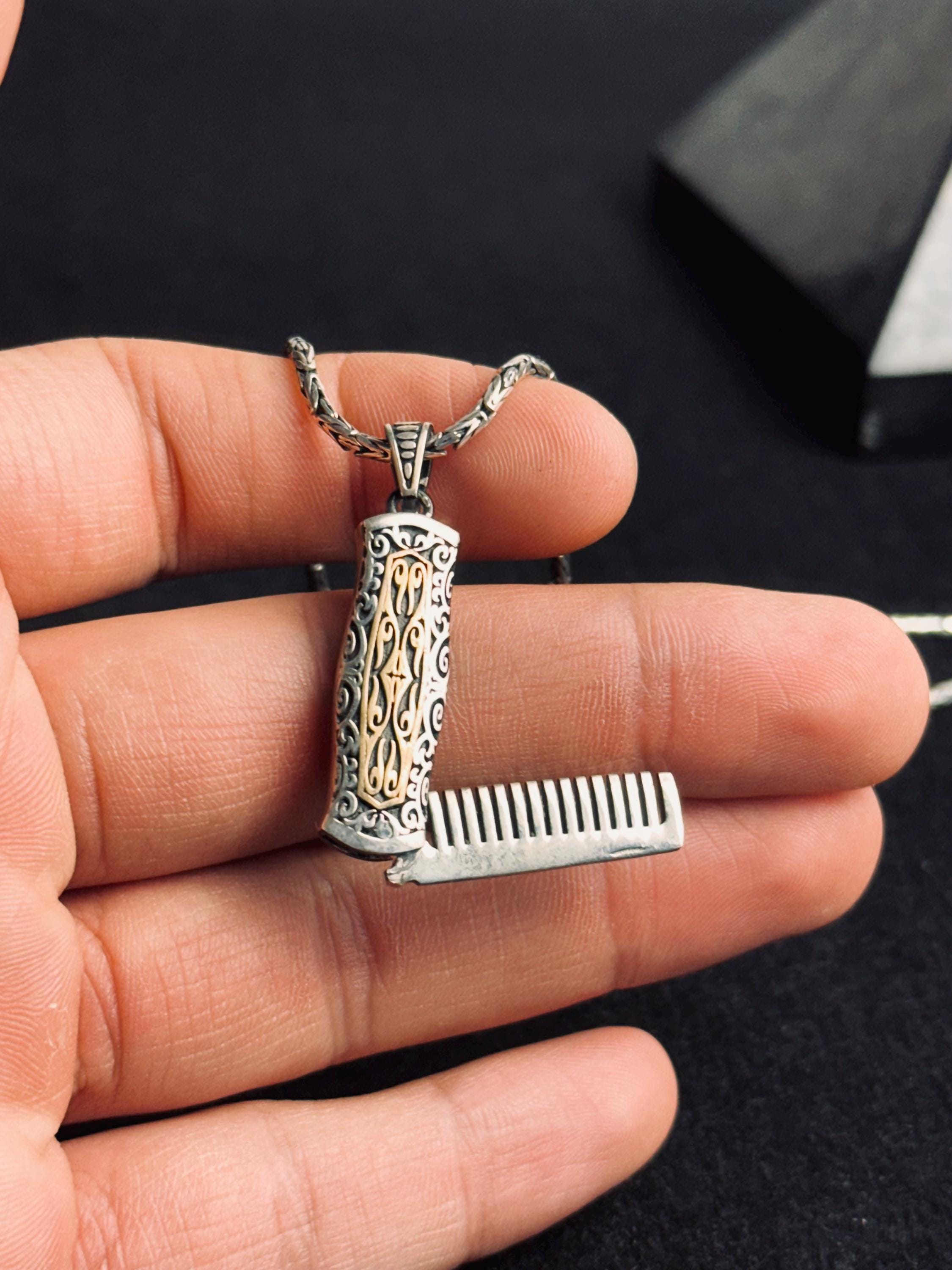 Barber Comb Necklace: Sterling Silver, Handmade - Masculine Style
