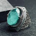 Turkish Aquamarine Ring, Sterling Silver Light Blue (Men's Size)