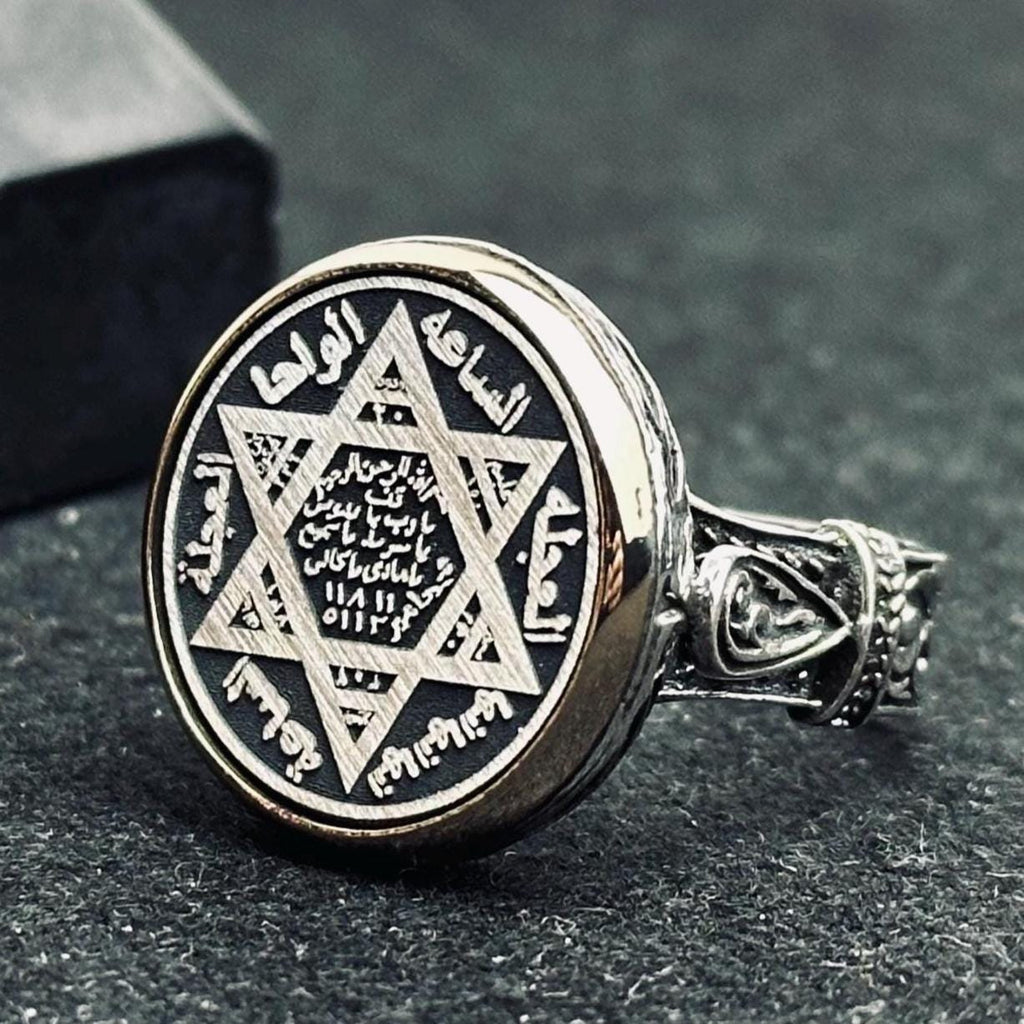 Sterling Silver Seal of Solomon Ring - Turkish Handmade Jewelry