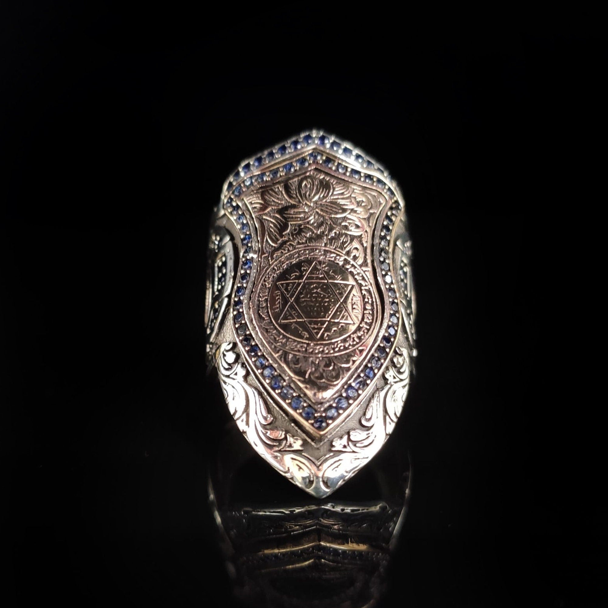 Silver Seal of Solomon Ring, Zihgir Style (Handmade, 925 Sterling)