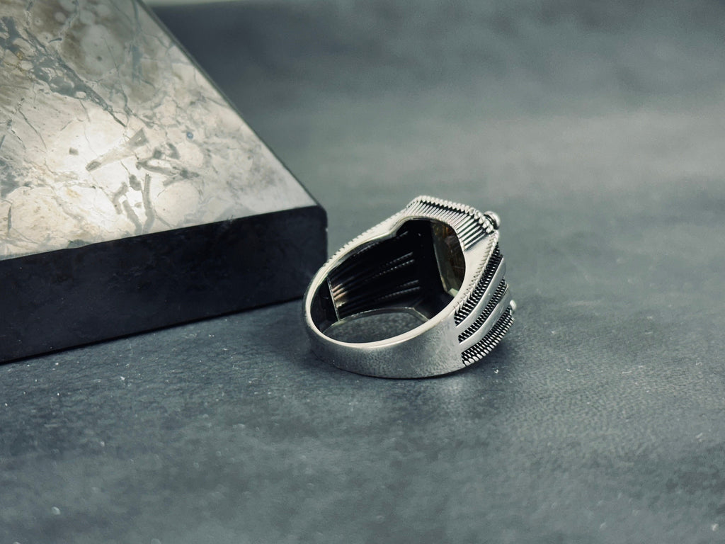 Minimalist Sultanit Ring, Sterling Silver Rectangle (Color-Change Stone)