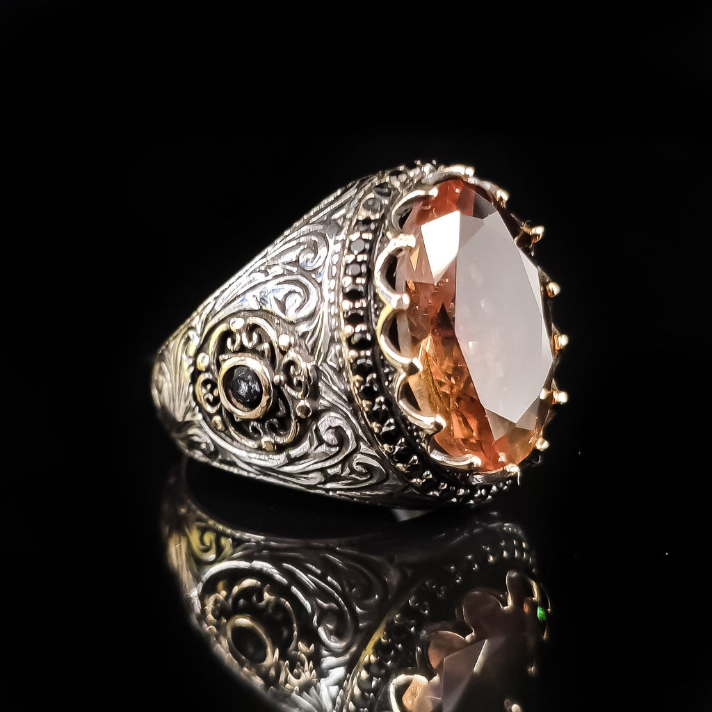 Sterling Silver Ring: Sultanit Gemstone - Handmade Abstract Style