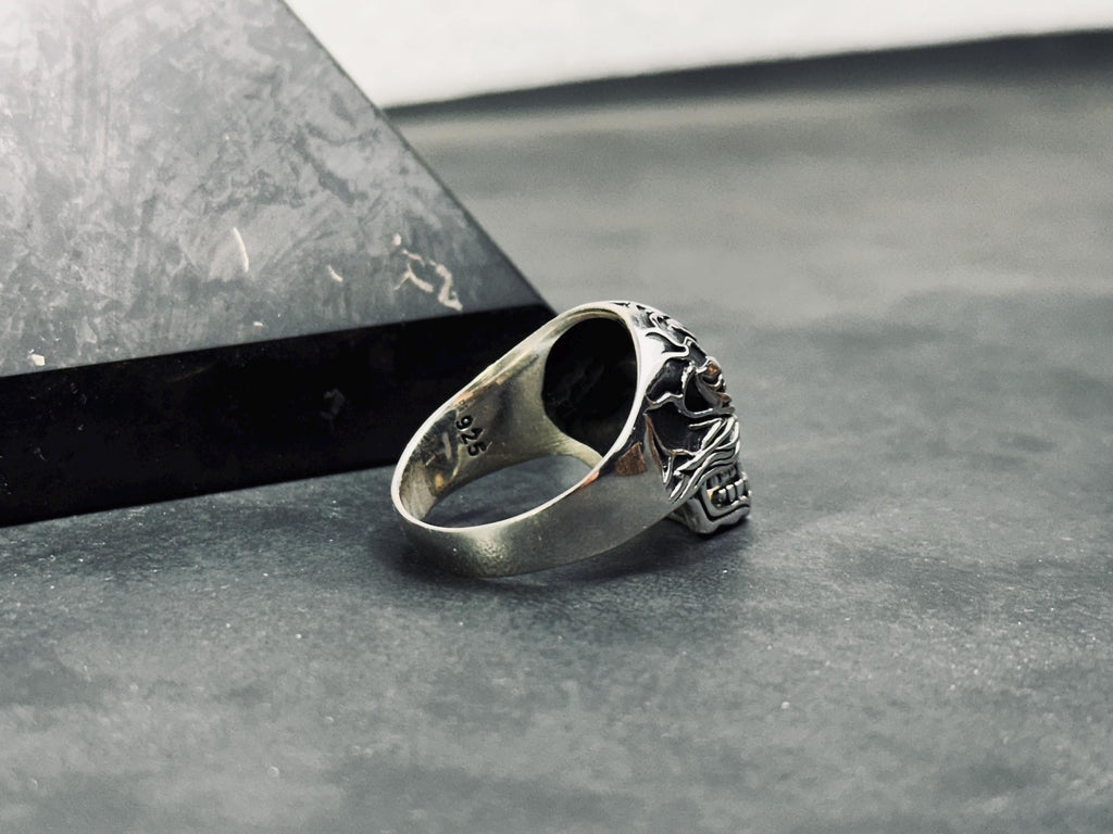 Skull Ring: Sterling Silver Biker Goth - Handmade Design