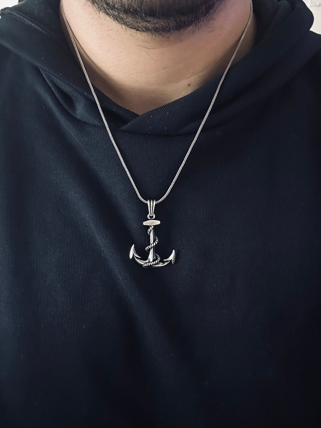 Anchor Pendant Necklace: Silver Nautical Jewelry (Chain Length Options)