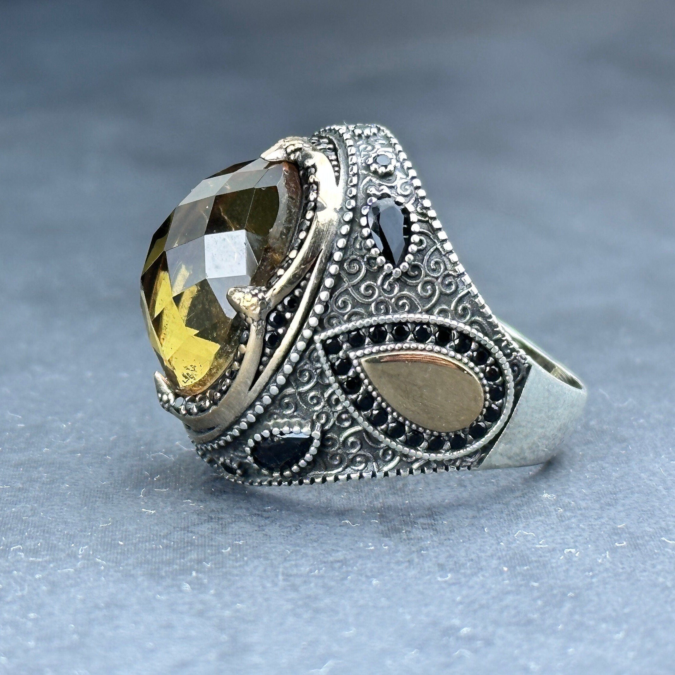 Sultanit Silver Ring: Color Changing Gemstone - Handmade Statement Jewelry
