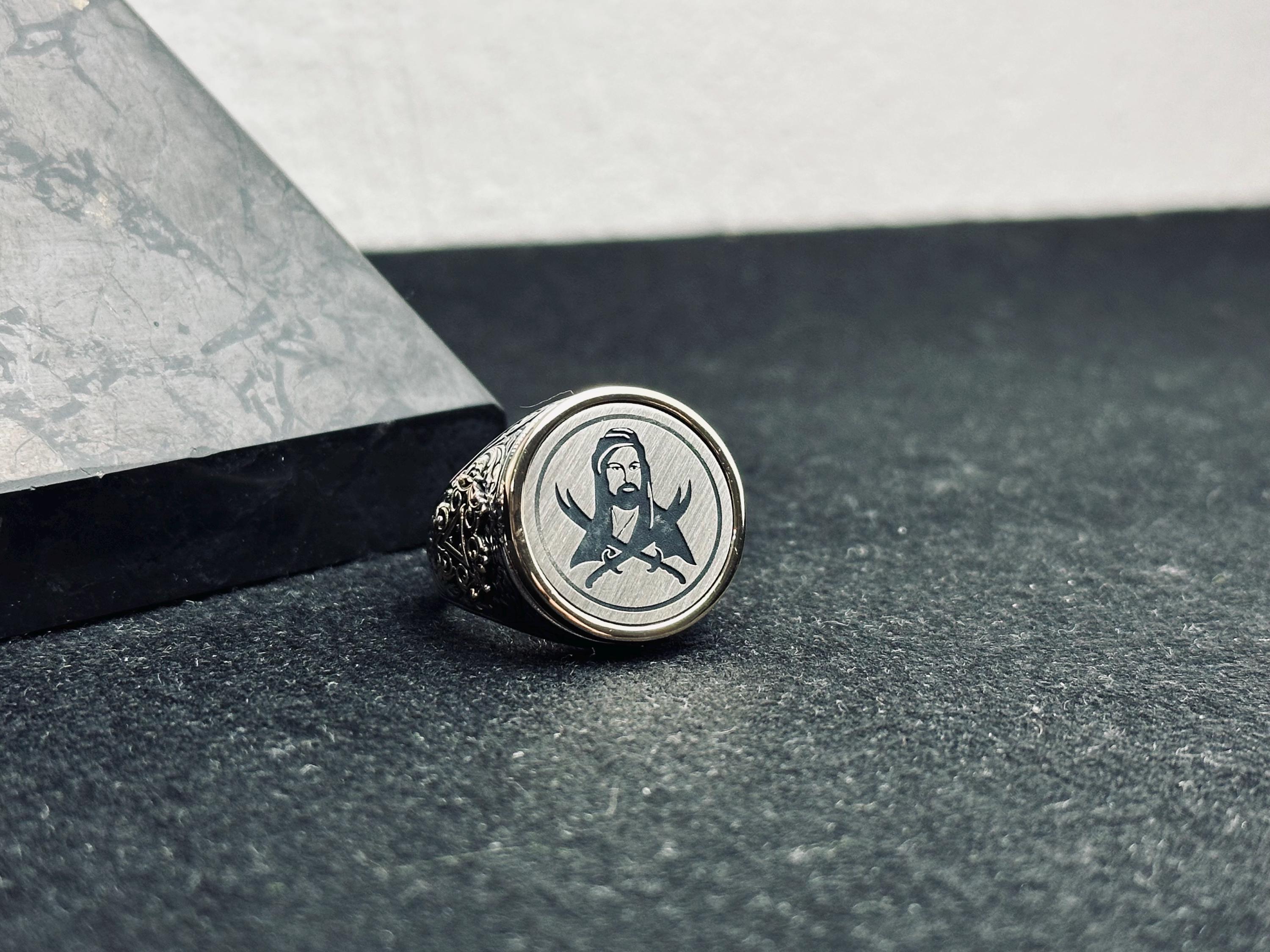 Zulfiqar Sword Ring, Sterling Silver Hazrat Ali (Men's Statement Band)