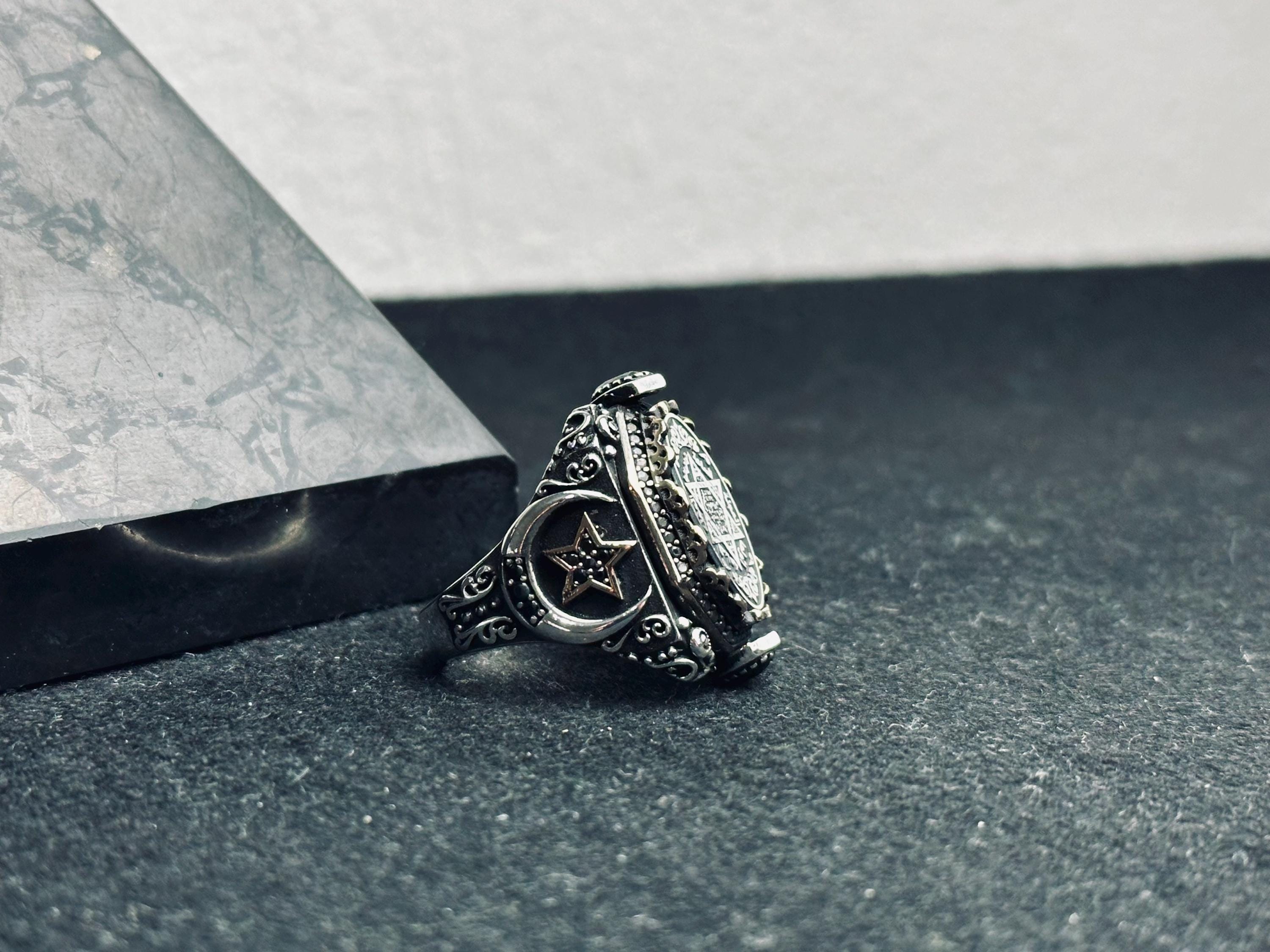 Sterling Silver Seal of Solomon Ring - Spiritual Amulet for Men