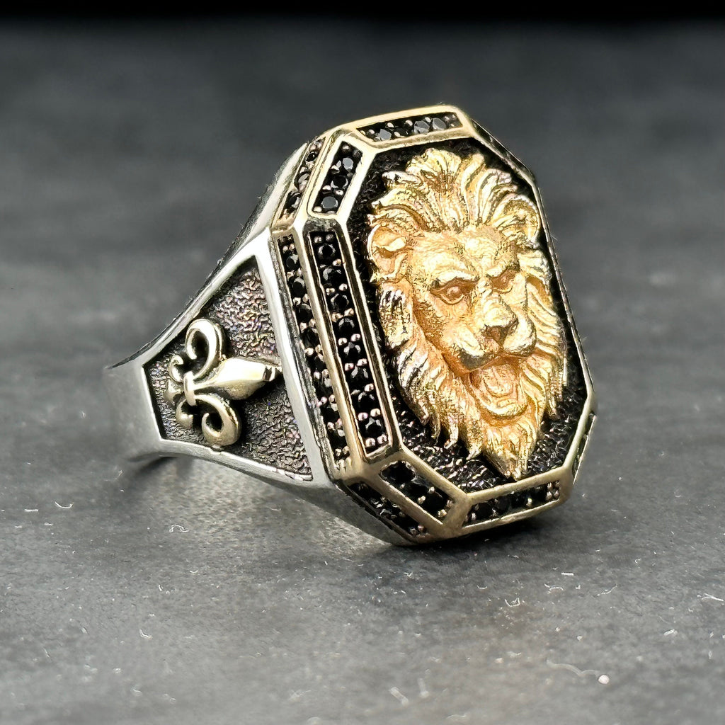 Leo Zodiac Ring: Handmade Sterling Silver - Lion Head Detail