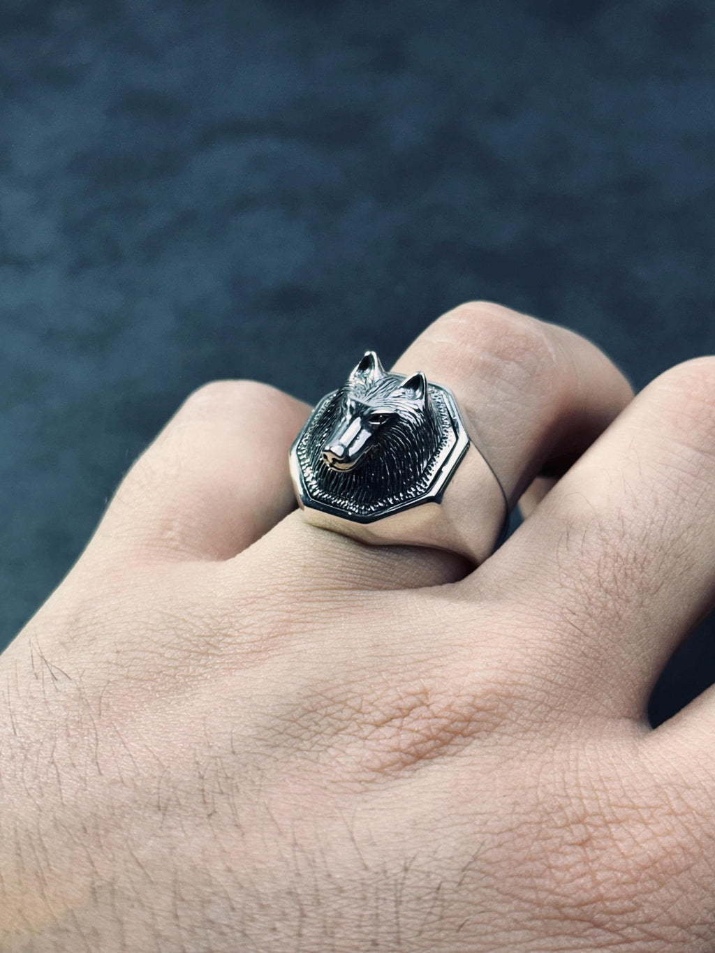 Wolf Statement Ring: Sterling Silver Handmade (Men's Sizes)