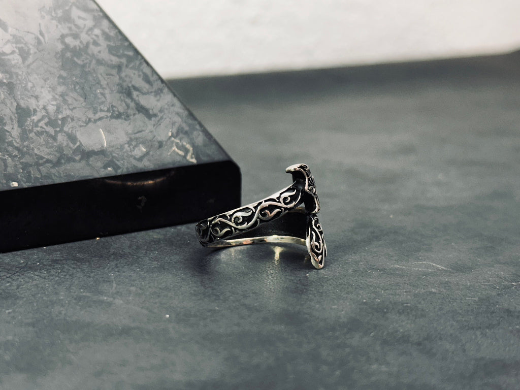 Zulfiqar Sword Ring: Handmade Sterling Silver (Adjustable, Oxidized)