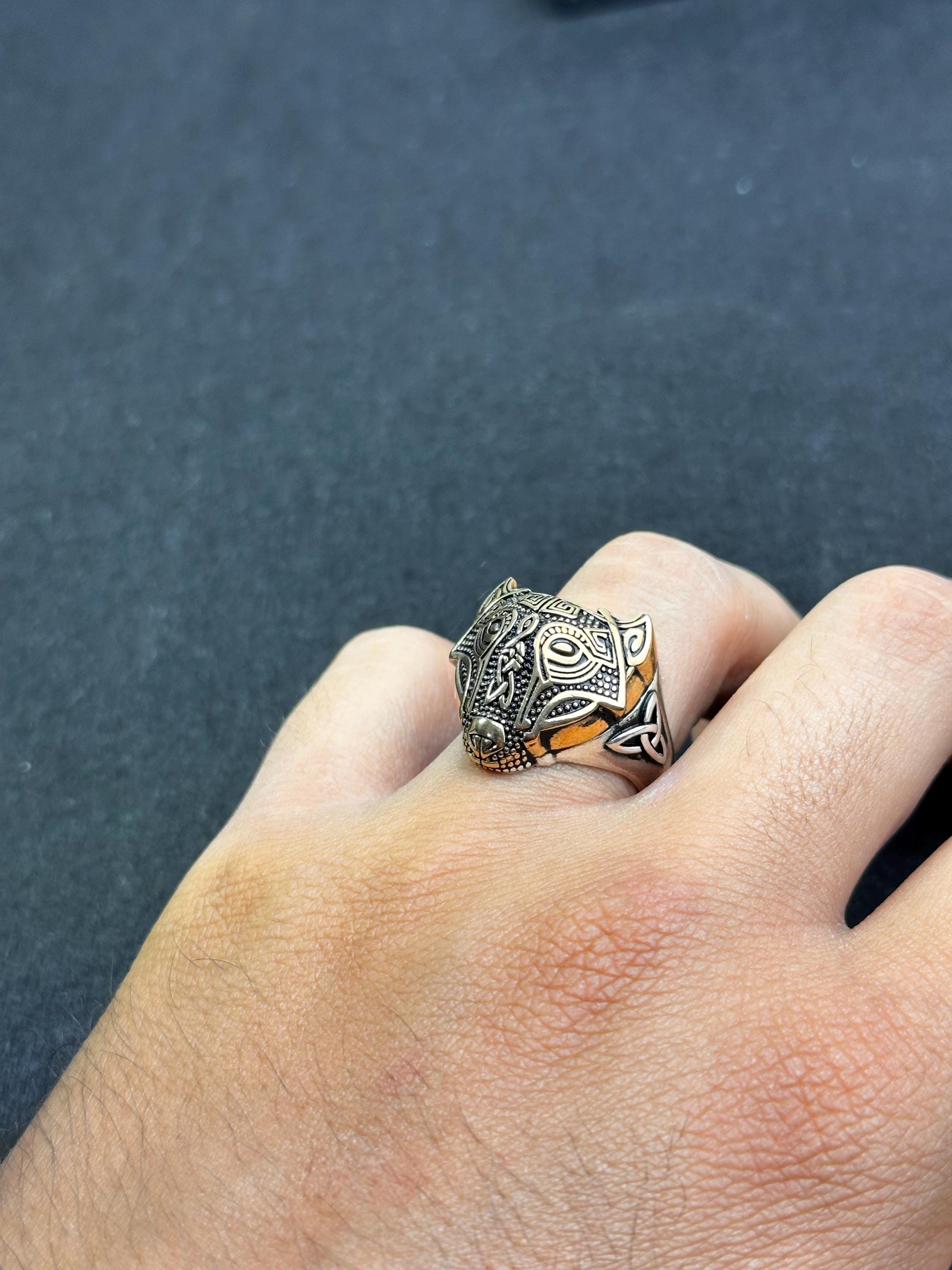 Wolf Ring: Nordic Viking Style (Gold Plated Sterling Silver)