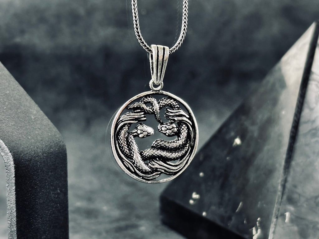 Handcrafted Silver Snake Necklace - Unique Pendant Design