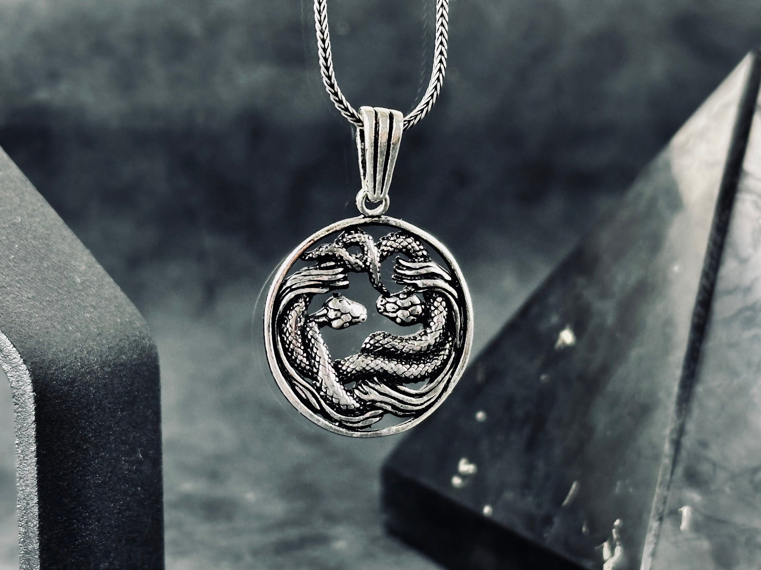 Handcrafted Silver Snake Necklace - Unique Pendant Design