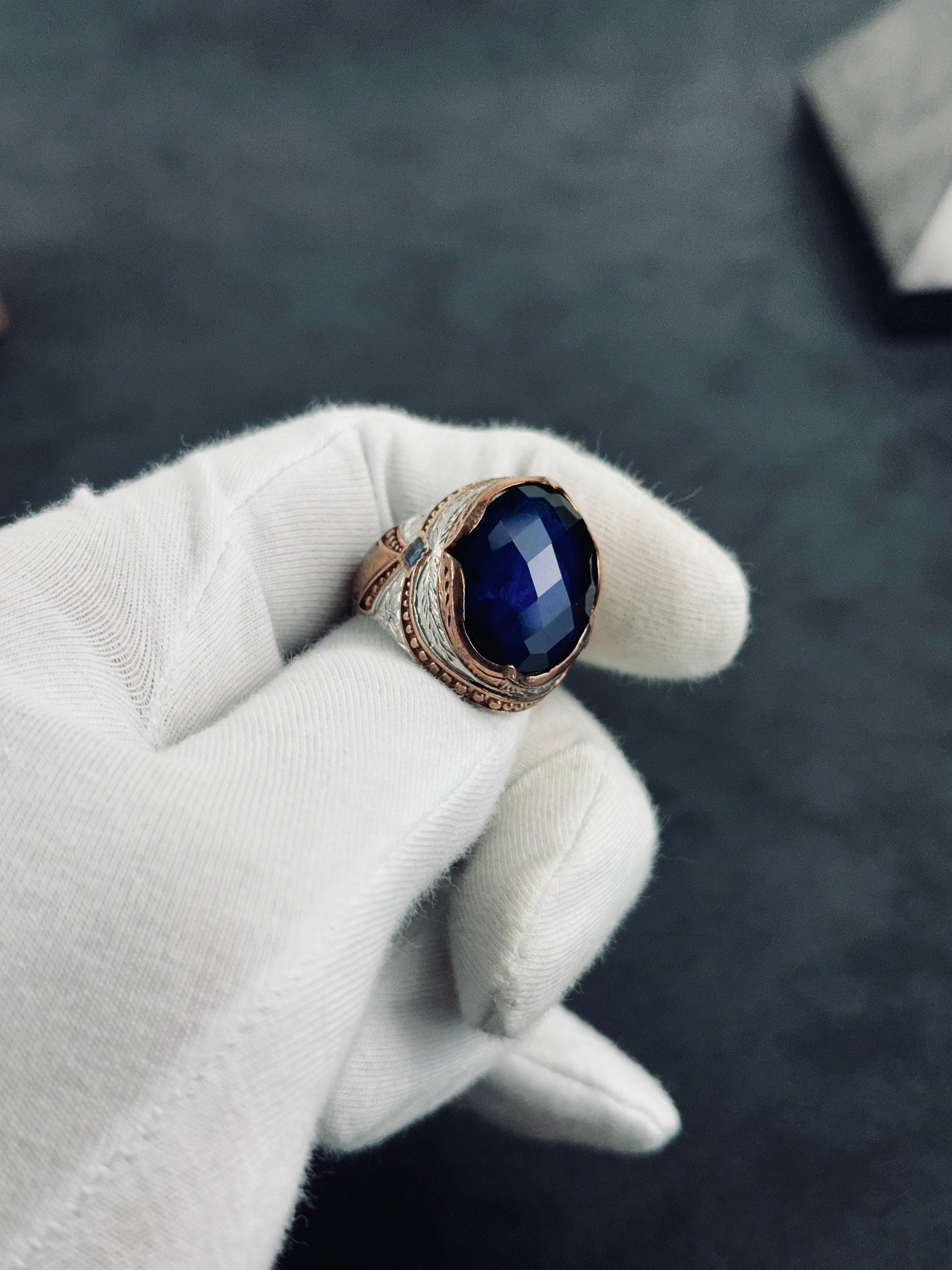 Sterling Silver Ring: Royal Blue Zirconium Stone (Handcrafted)