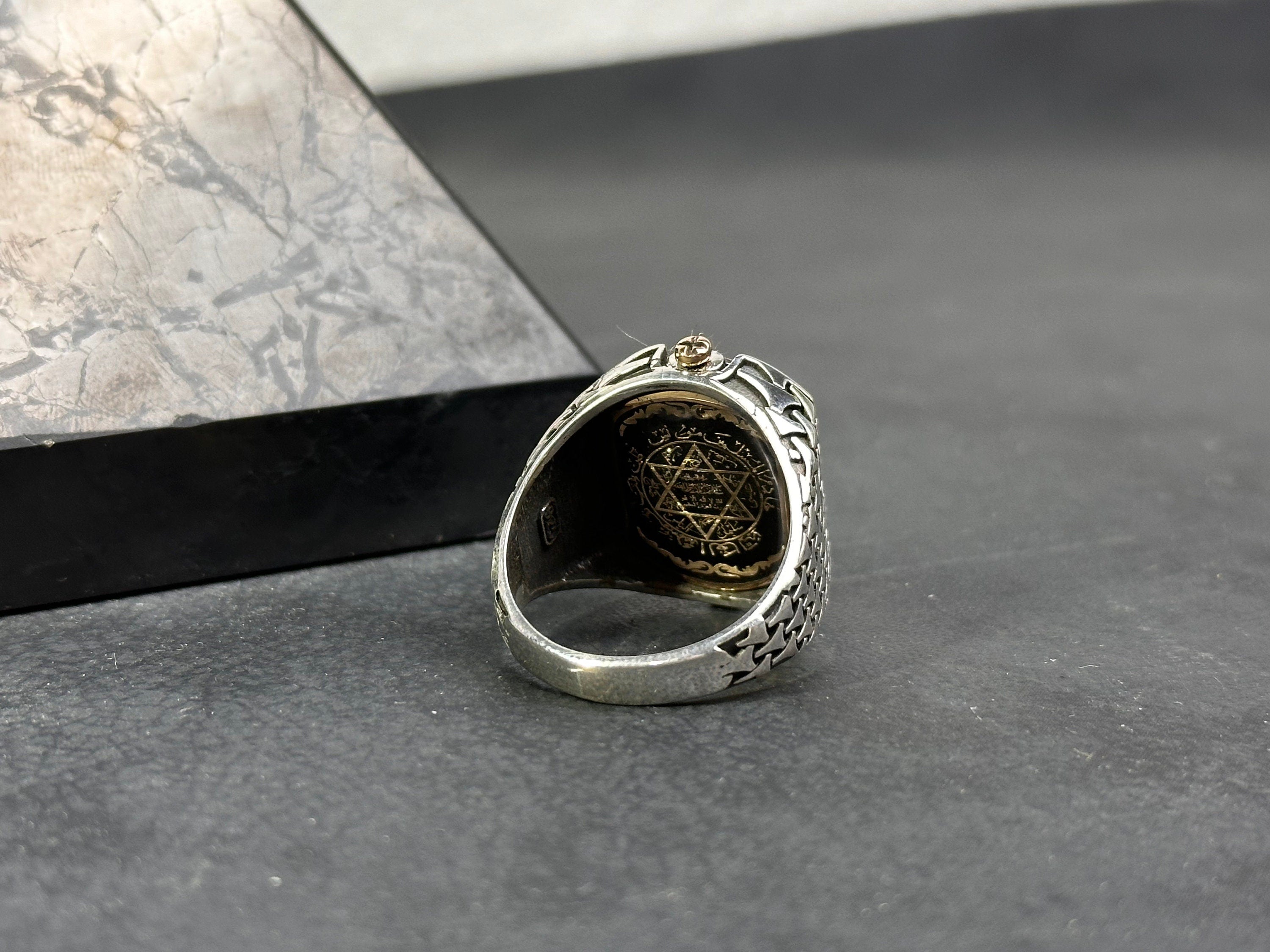 Turquoise Men's Ring - Sterling Silver, Square Gemstone