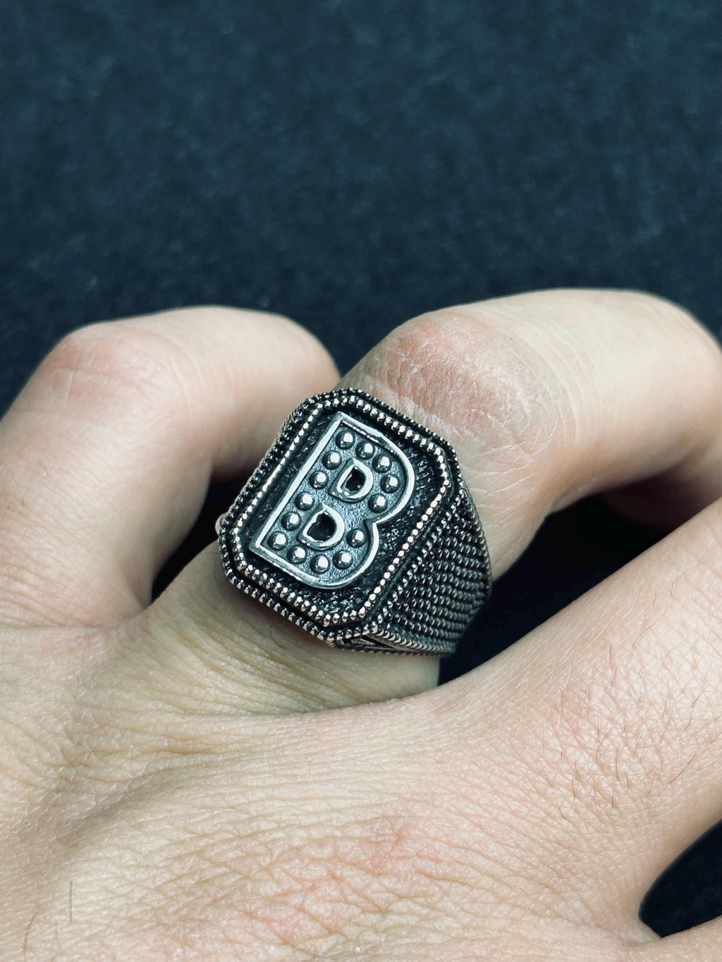 Engraved Silver Signet Ring: Personalized Initials (Men & Women)