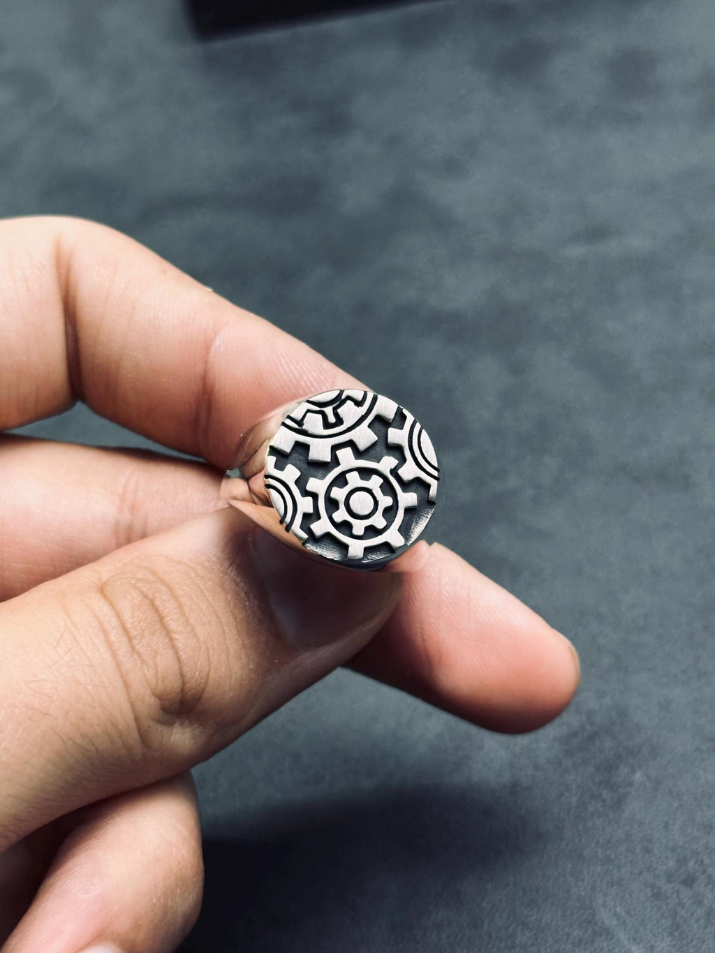 Gearwheel Ring: Men's Sterling Silver Statement (Handmade Sizes)
