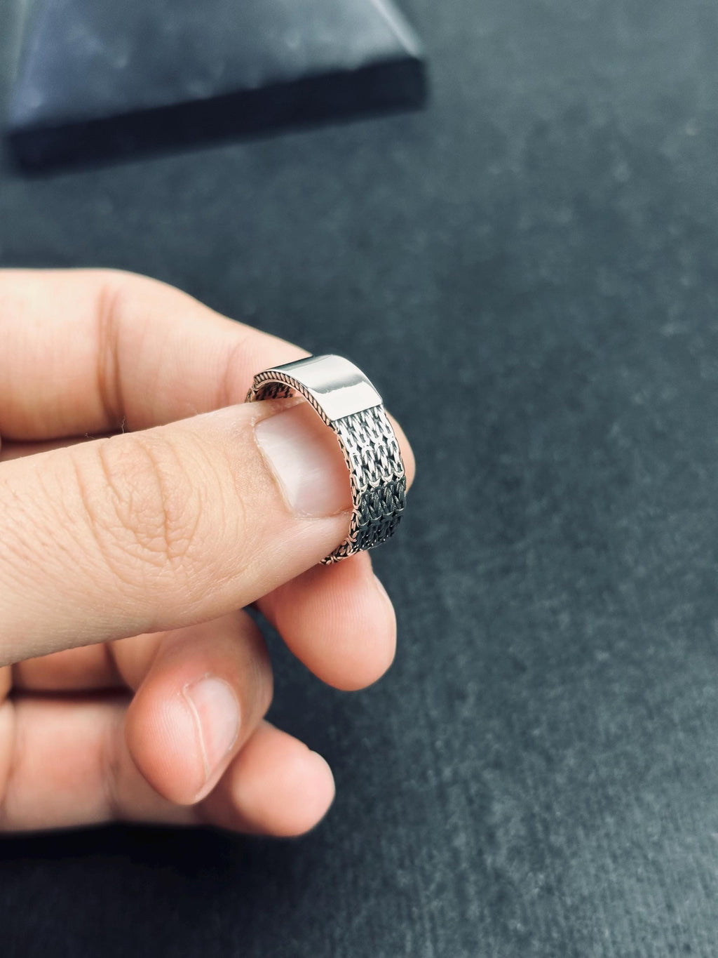 Personalized Sterling Silver Ring: Minimalist Band with Custom Engraving