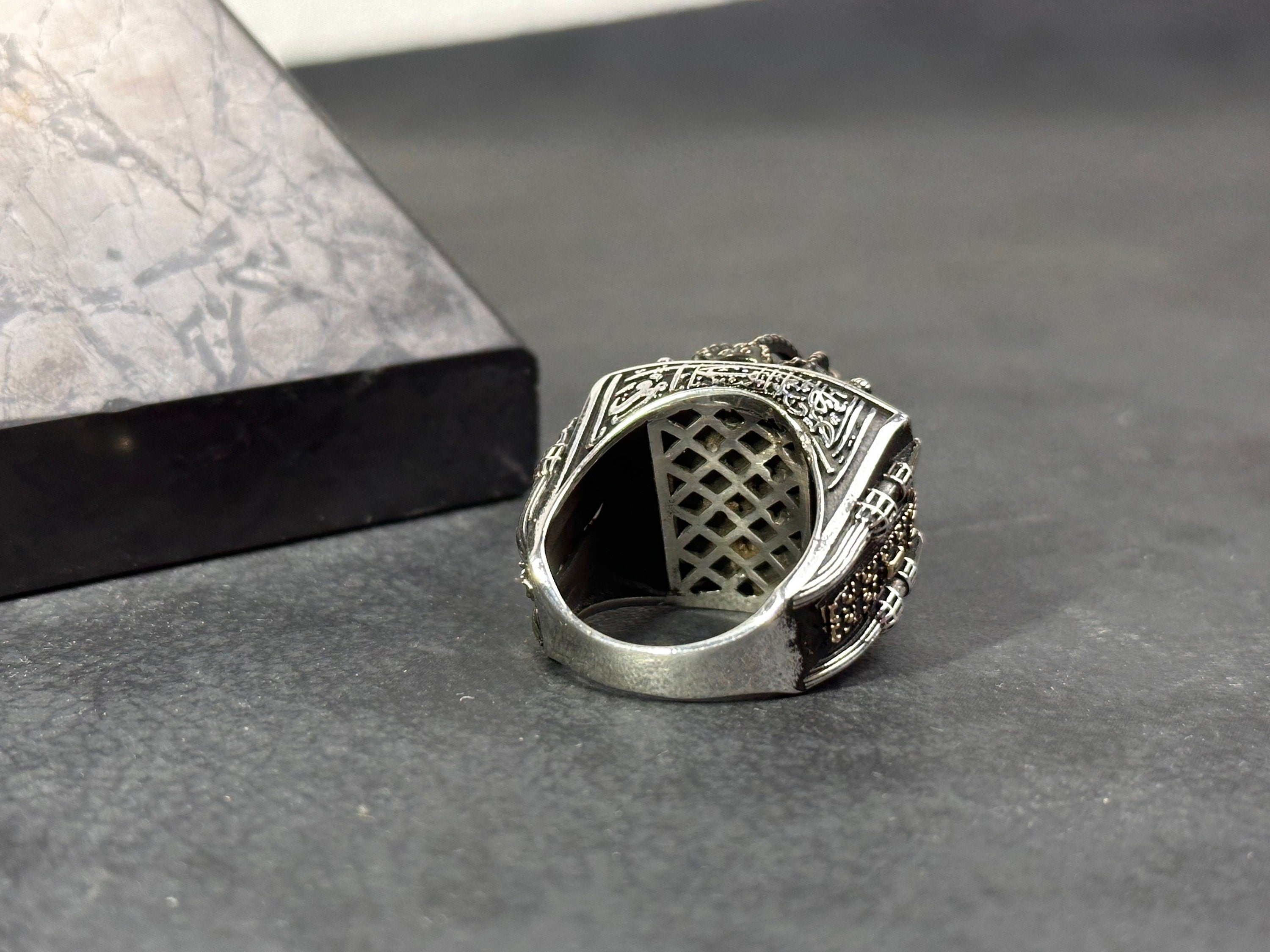 Al Aqsa Mosque Sterling Silver Ring - Oversized Handmade Men's Band