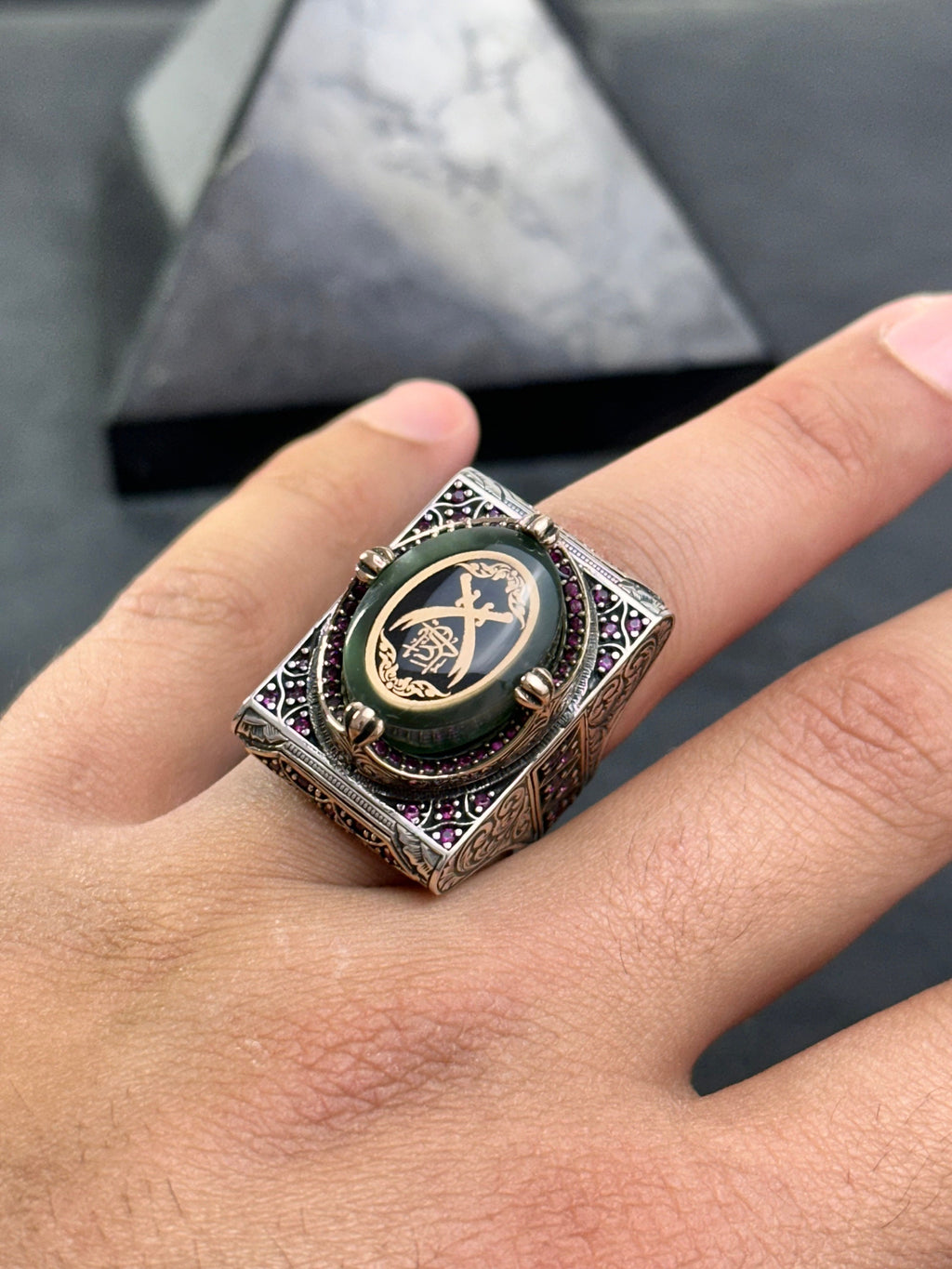Zulfiqar Sword Ring: Handmade Sterling Silver, Large Men's Signet