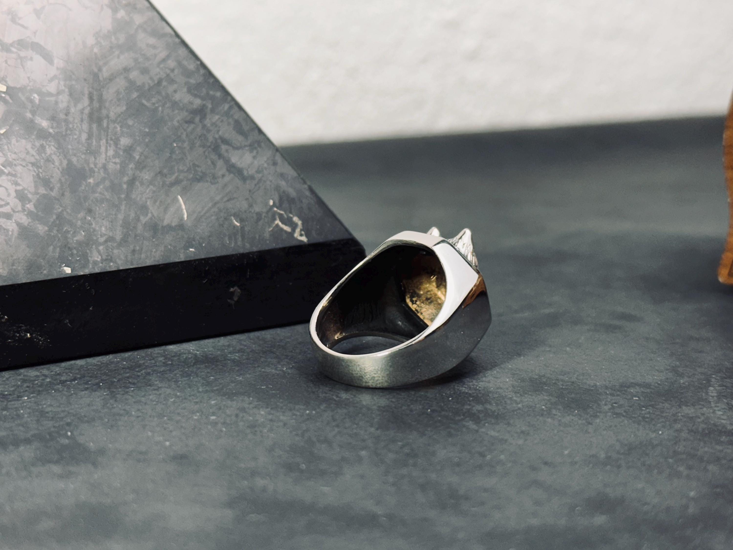 Wolf Statement Ring: Sterling Silver Handmade (Men's Sizes)