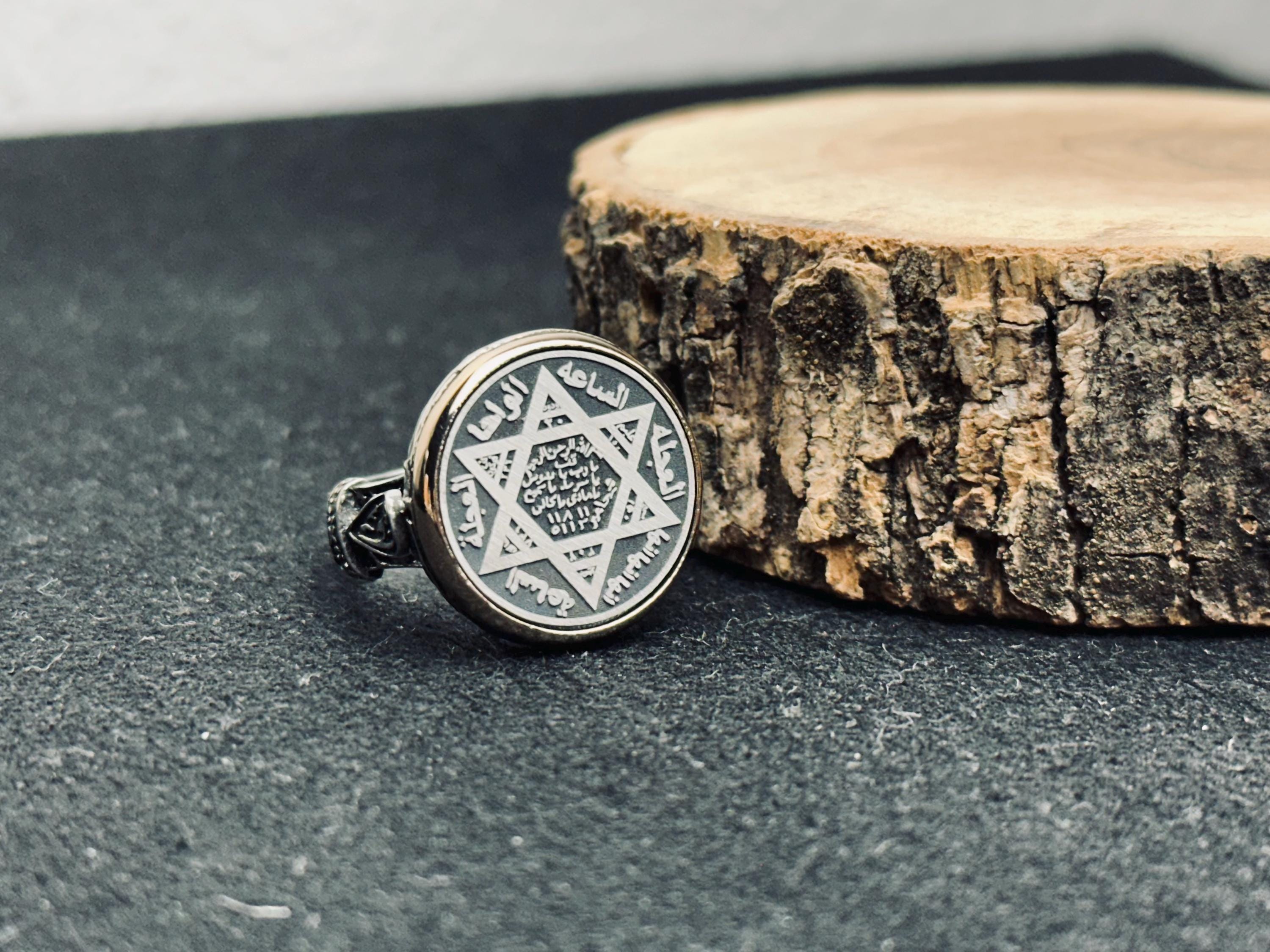 Sterling Silver Seal of Solomon Ring - Turkish Handmade Jewelry