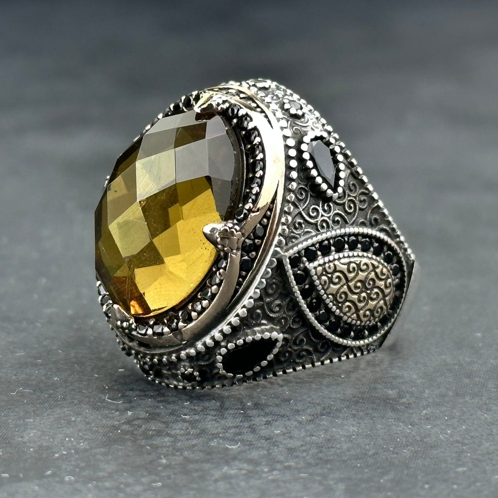 Engraved Sultanite Ring: Sterling Silver Jewelry (Color Changing Gem)