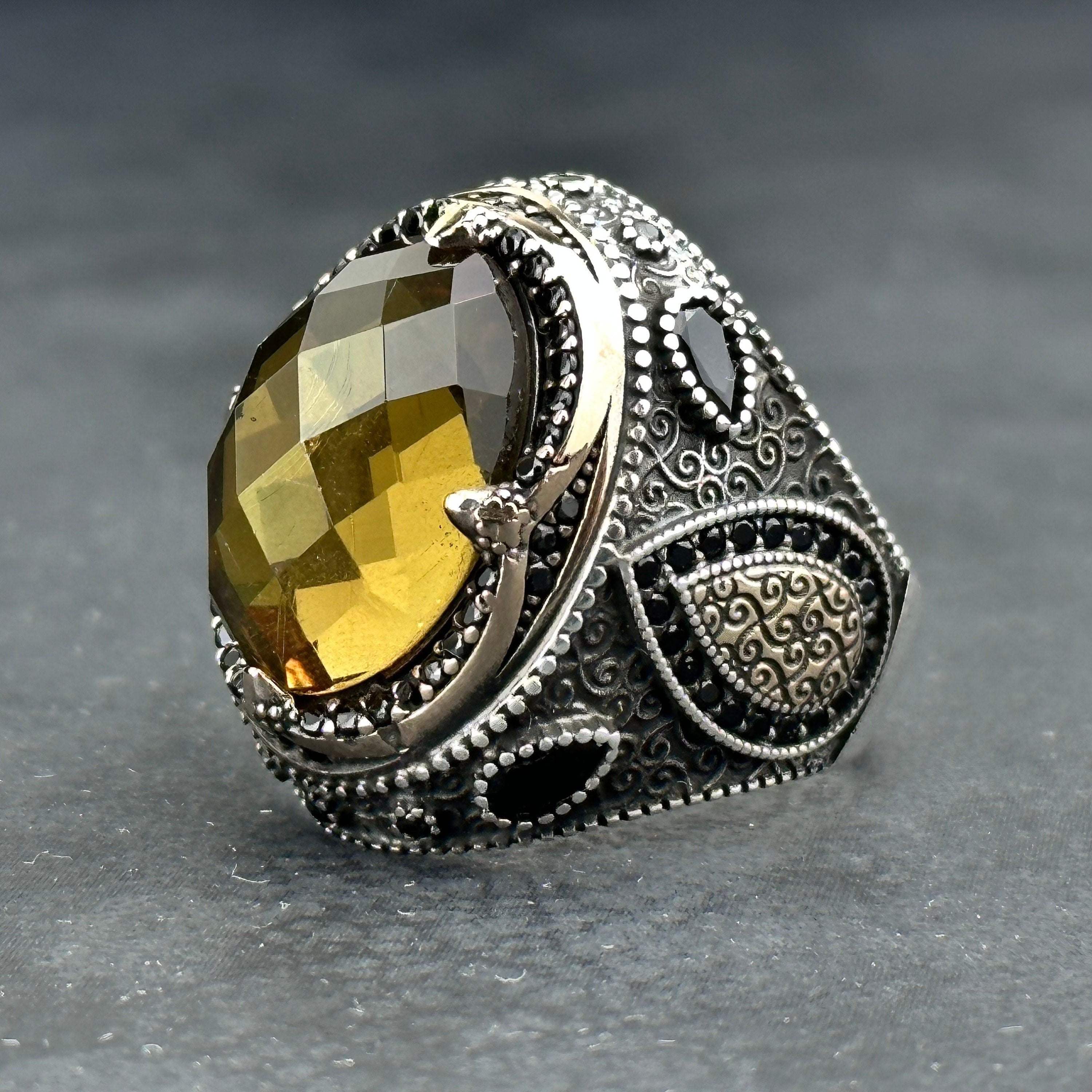 Engraved Sultanite Ring: Sterling Silver Jewelry (Color Changing Gem)