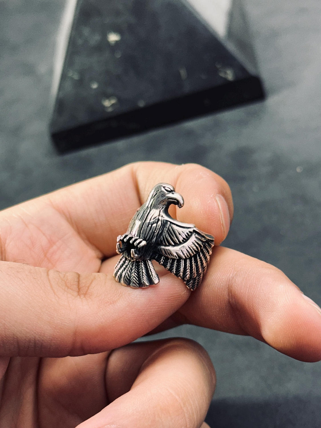 Eagle Statement Ring: Oxidized Sterling Silver (Adjustable)