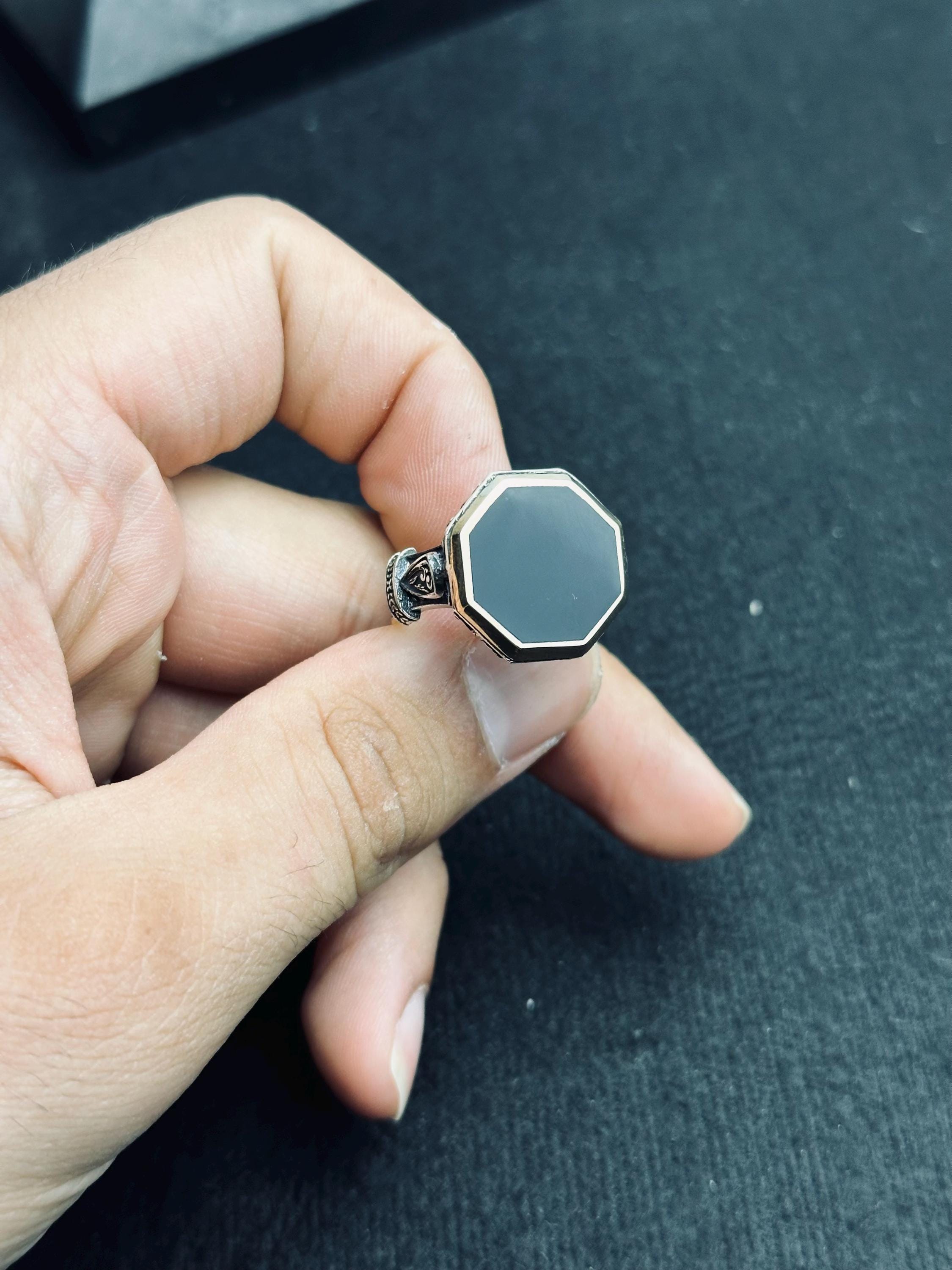 Men's Black Onyx Ring: Vintage Ottoman Style (Handmade Sterling Silver)