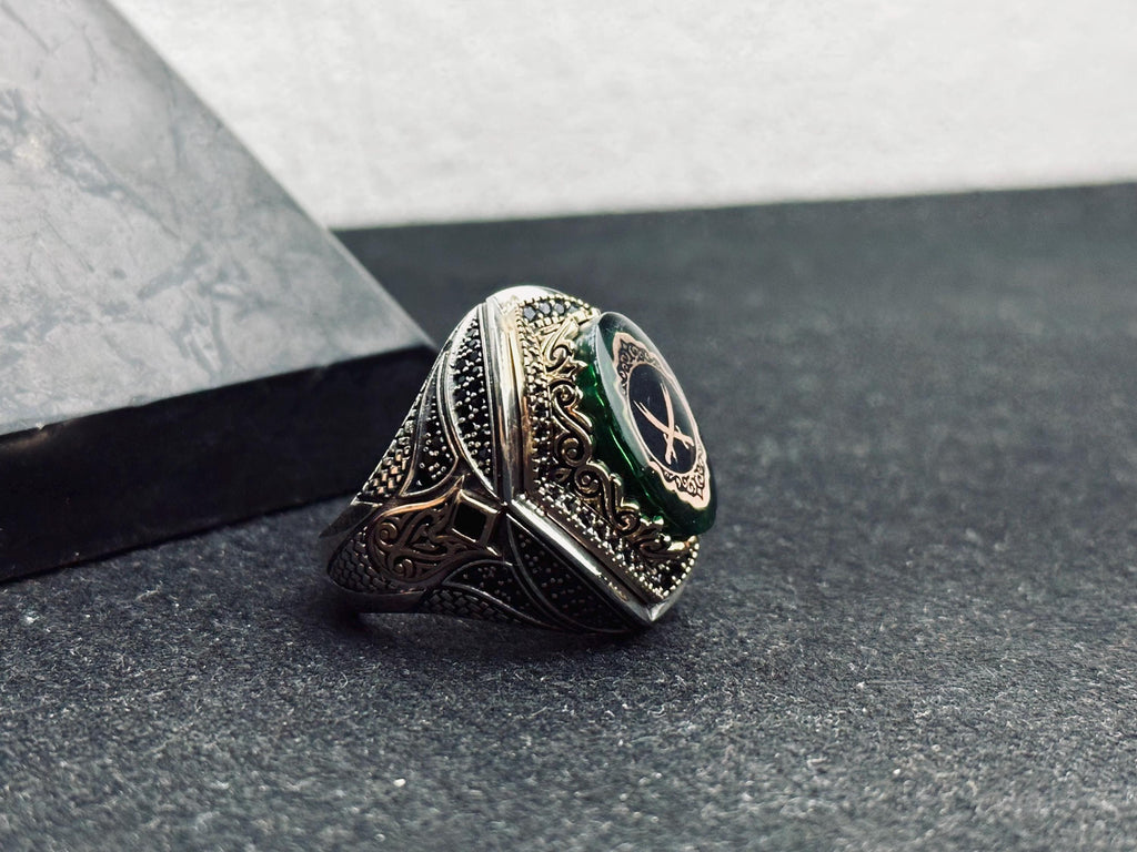 Sterling Silver Ring: Islamic Zulfiqar Sword Design (Handmade Men’s Jewelry)