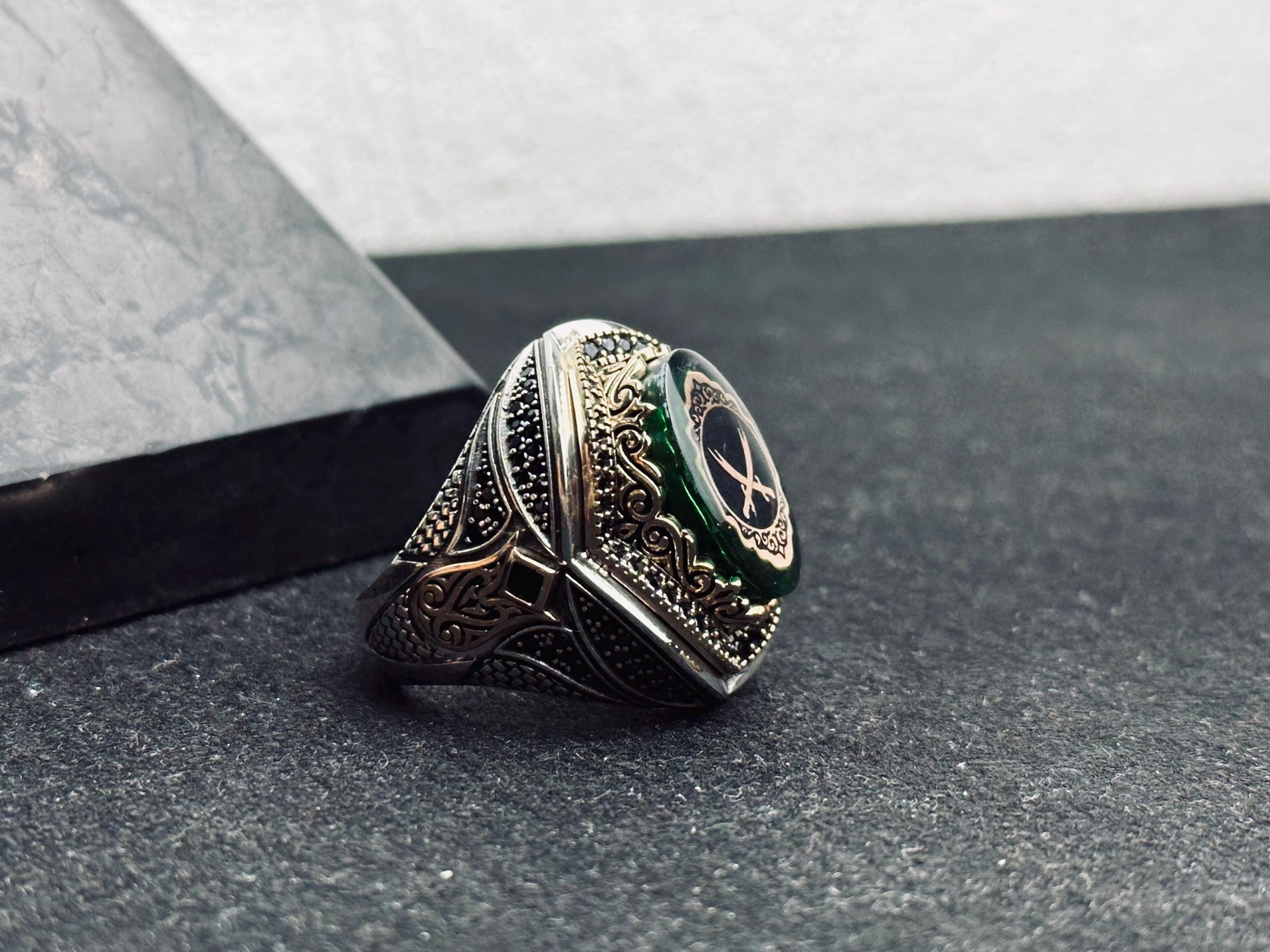 Sterling Silver Ring: Islamic Zulfiqar Sword Design (Handmade Men’s Jewelry)