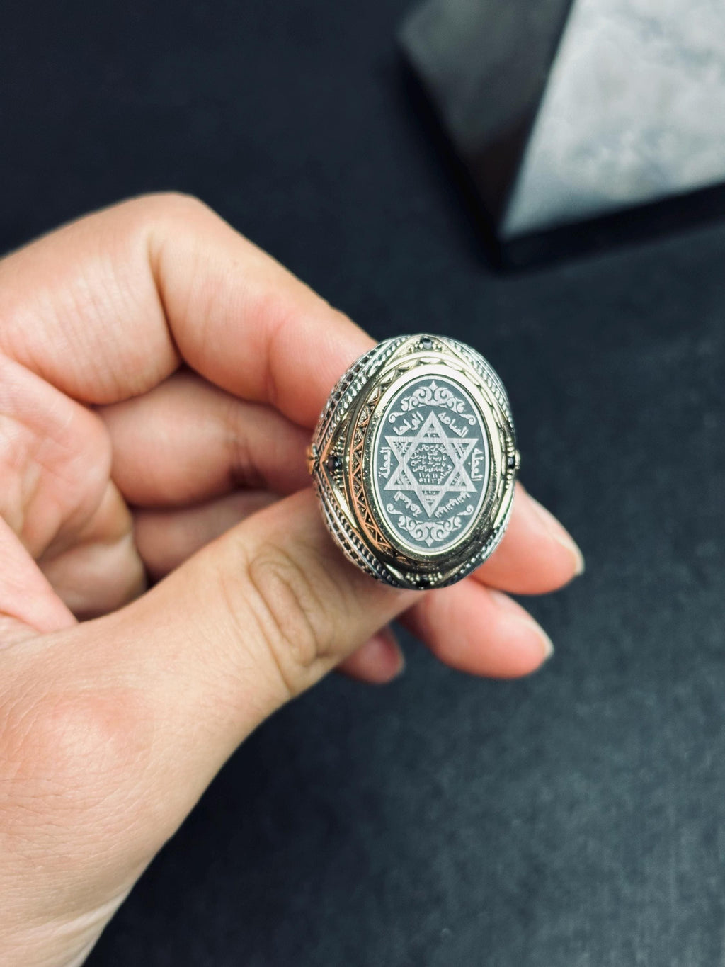 Mystic Sterling Silver Ring, Seal of Solomon Hexagram (Unisex)