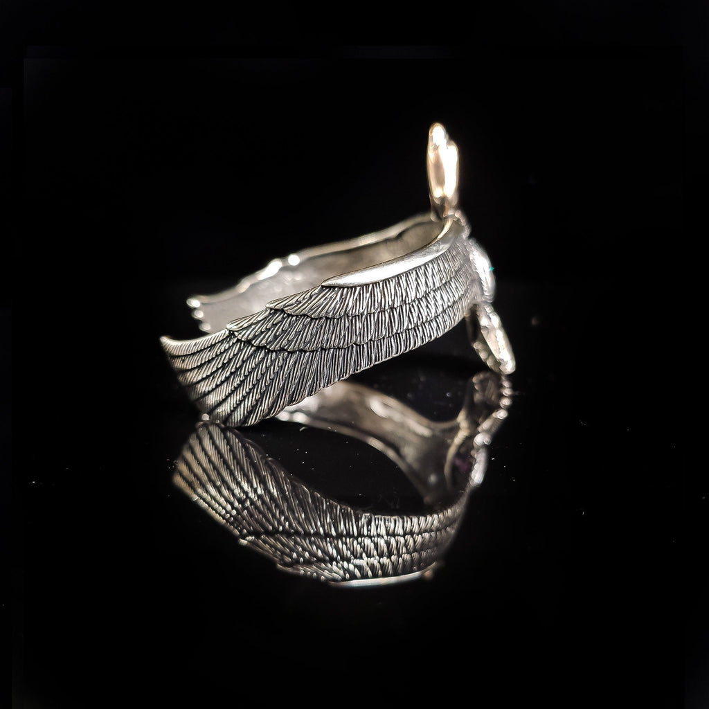 Sterling Silver Eagle Cuff Bracelet, Mystic Topaz Stone (Handmade)