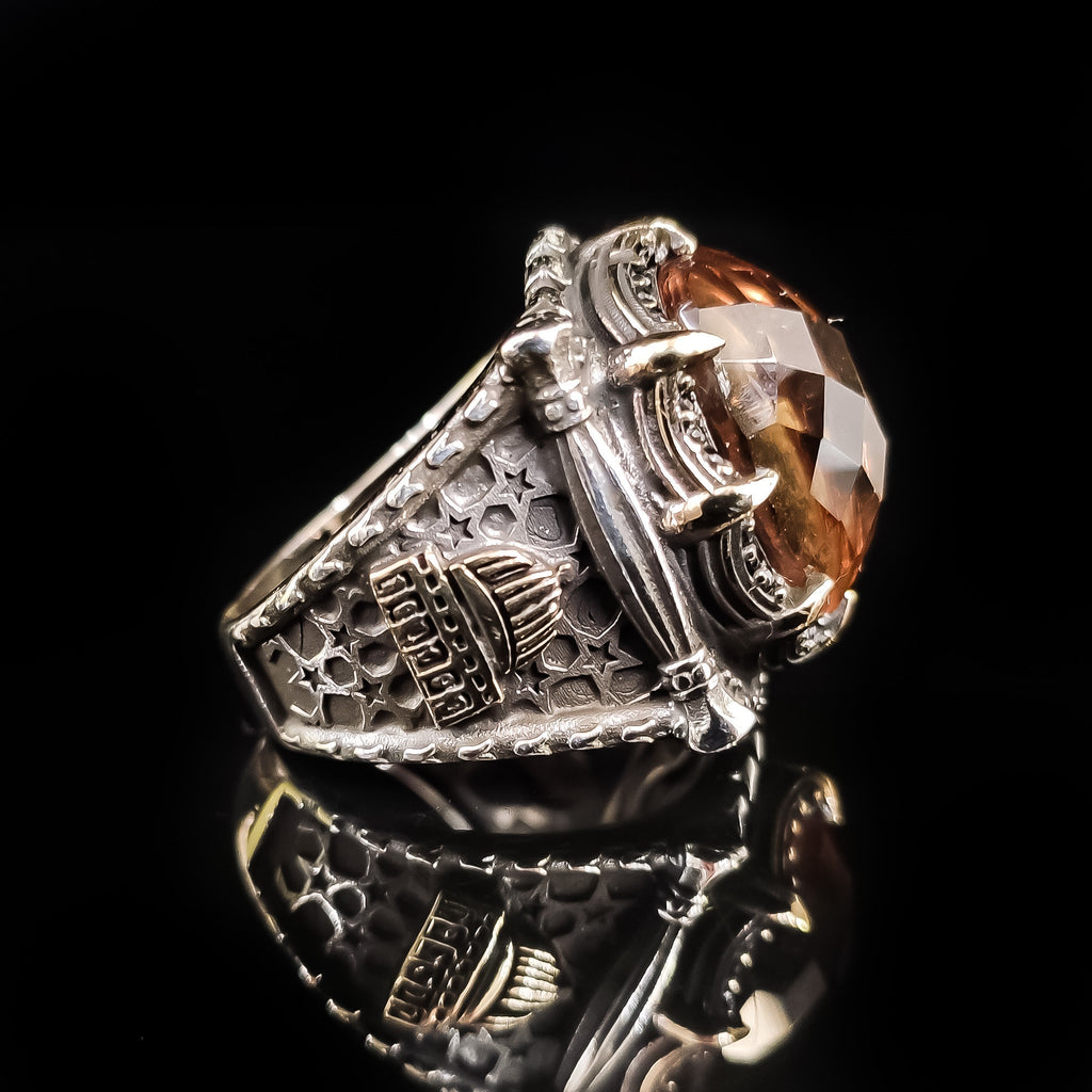 Sultanit Silver Ring, Mosque Design (Handmade, 925 Sterling)