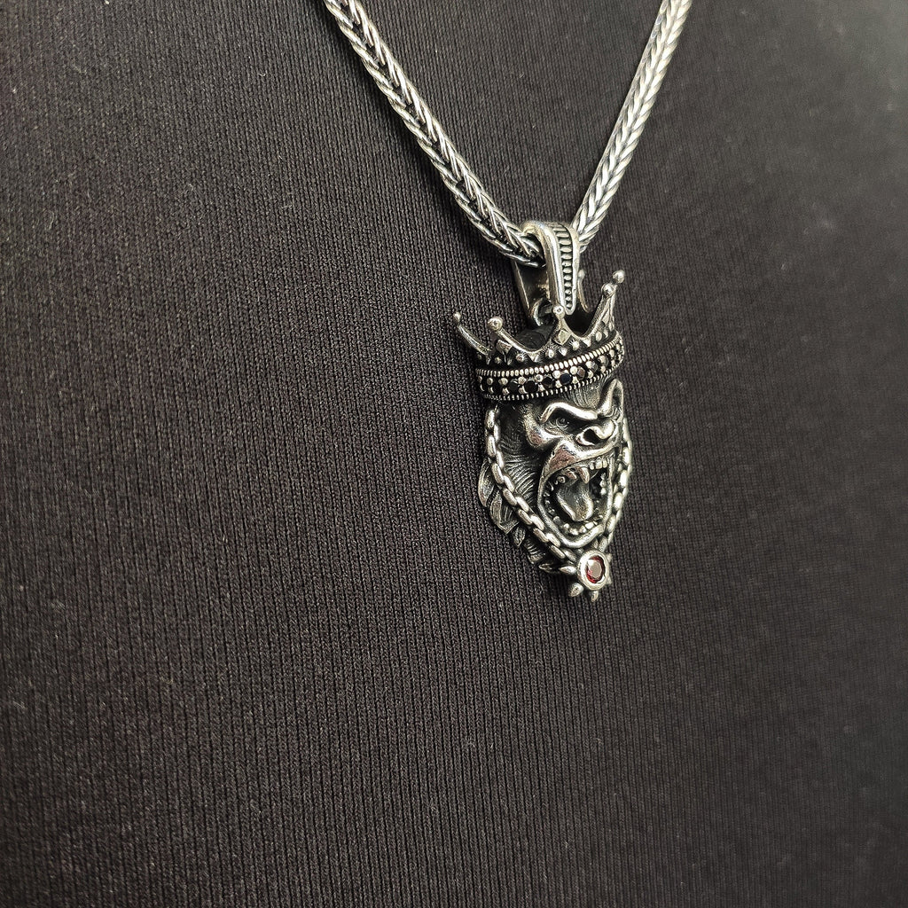 Gorilla Pendant Necklace: Sterling Silver - Handmade Jewelry