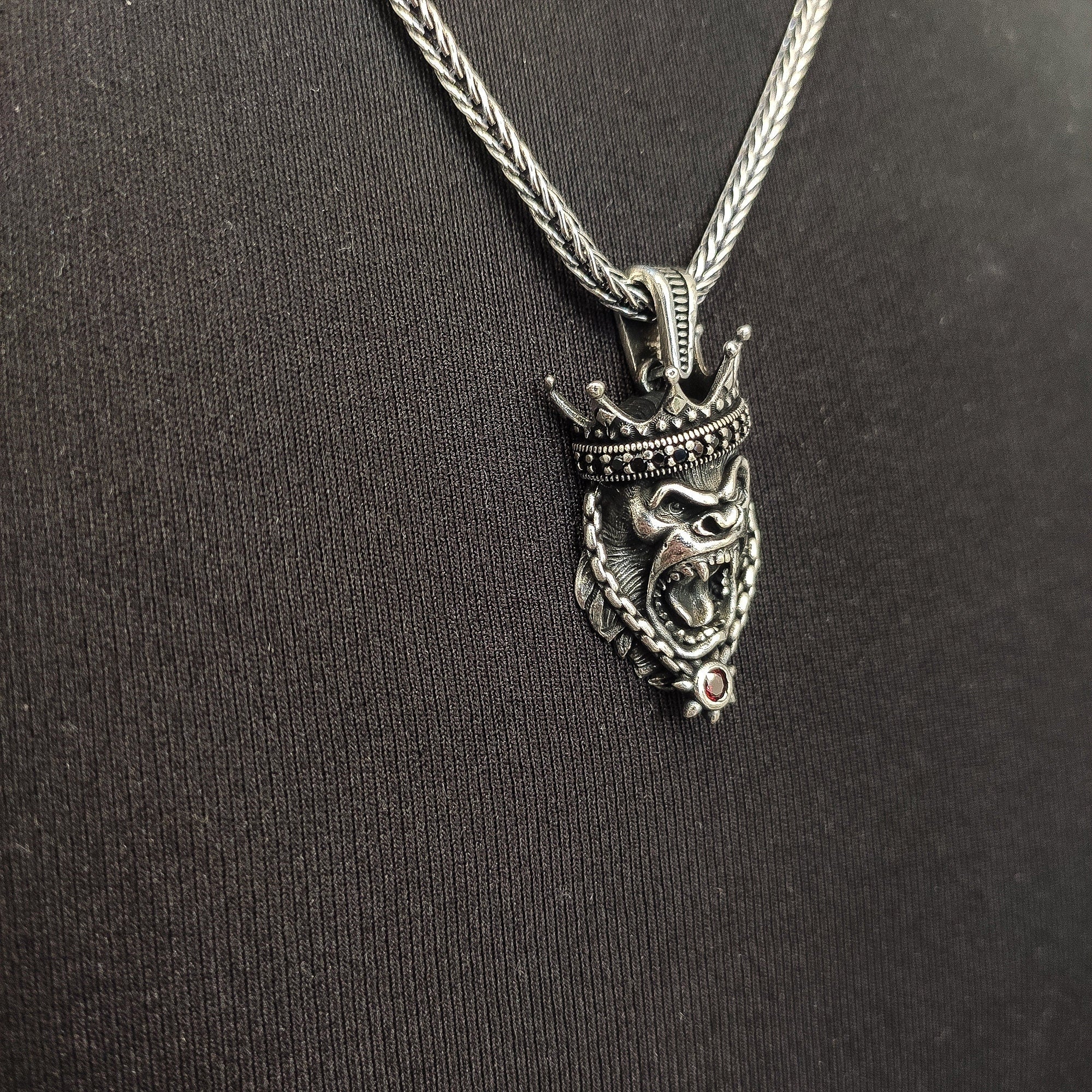 Gorilla Pendant Necklace: Sterling Silver - Handmade Jewelry